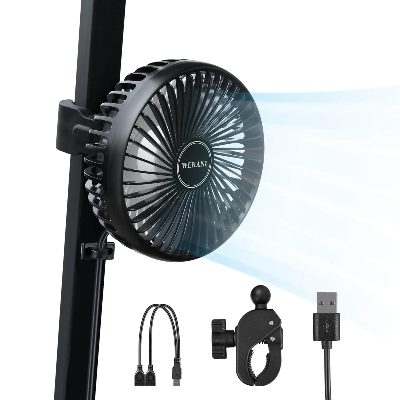 WEKANI Portable USB Golf Cart Fan with Clamp