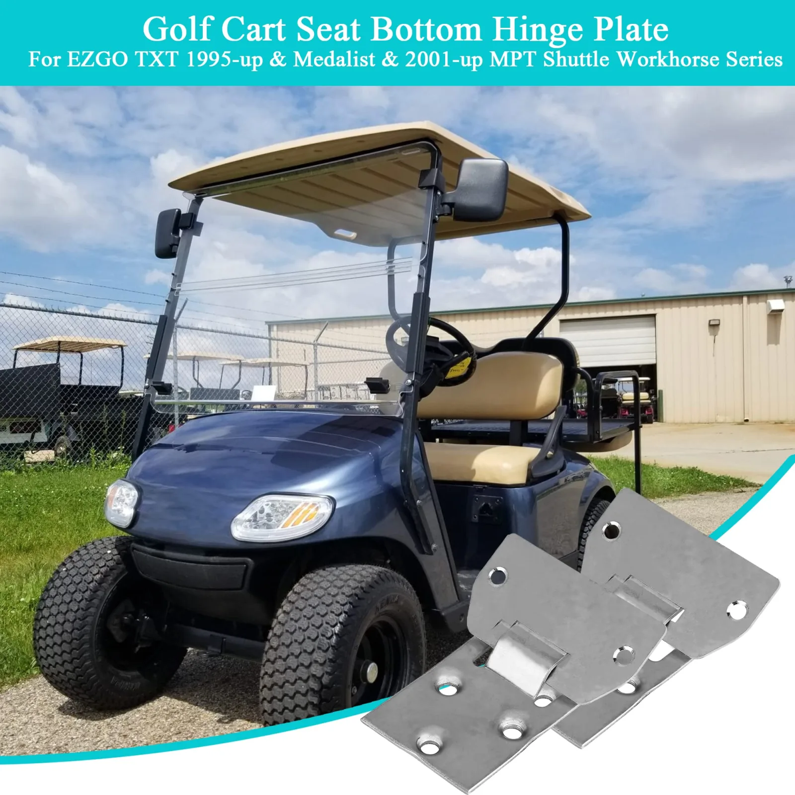 10L0L E-Z-GO Golf Cart Seat Hinge Plate Kit image 3