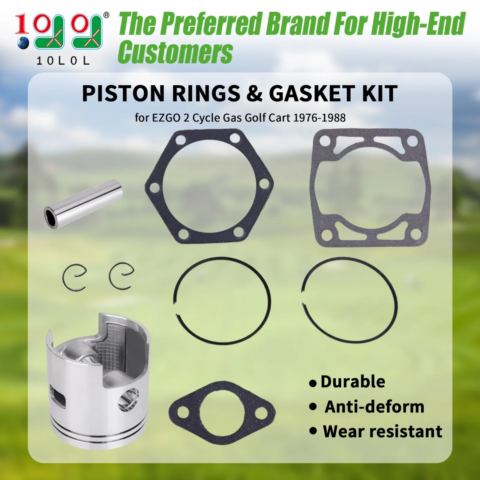 10L0L E-Z-GO 2-Cycle Piston Rings & Gasket Kit image 2