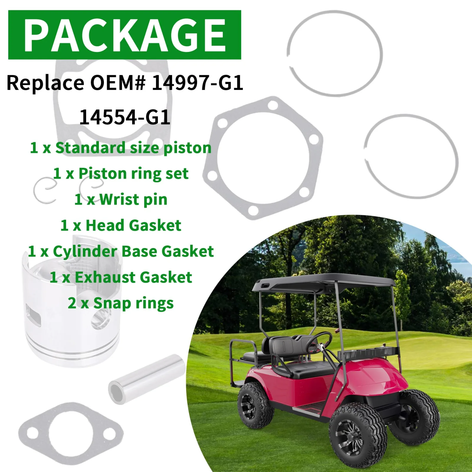 10L0L E-Z-GO 2-Cycle Piston Rings & Gasket Kit image 3