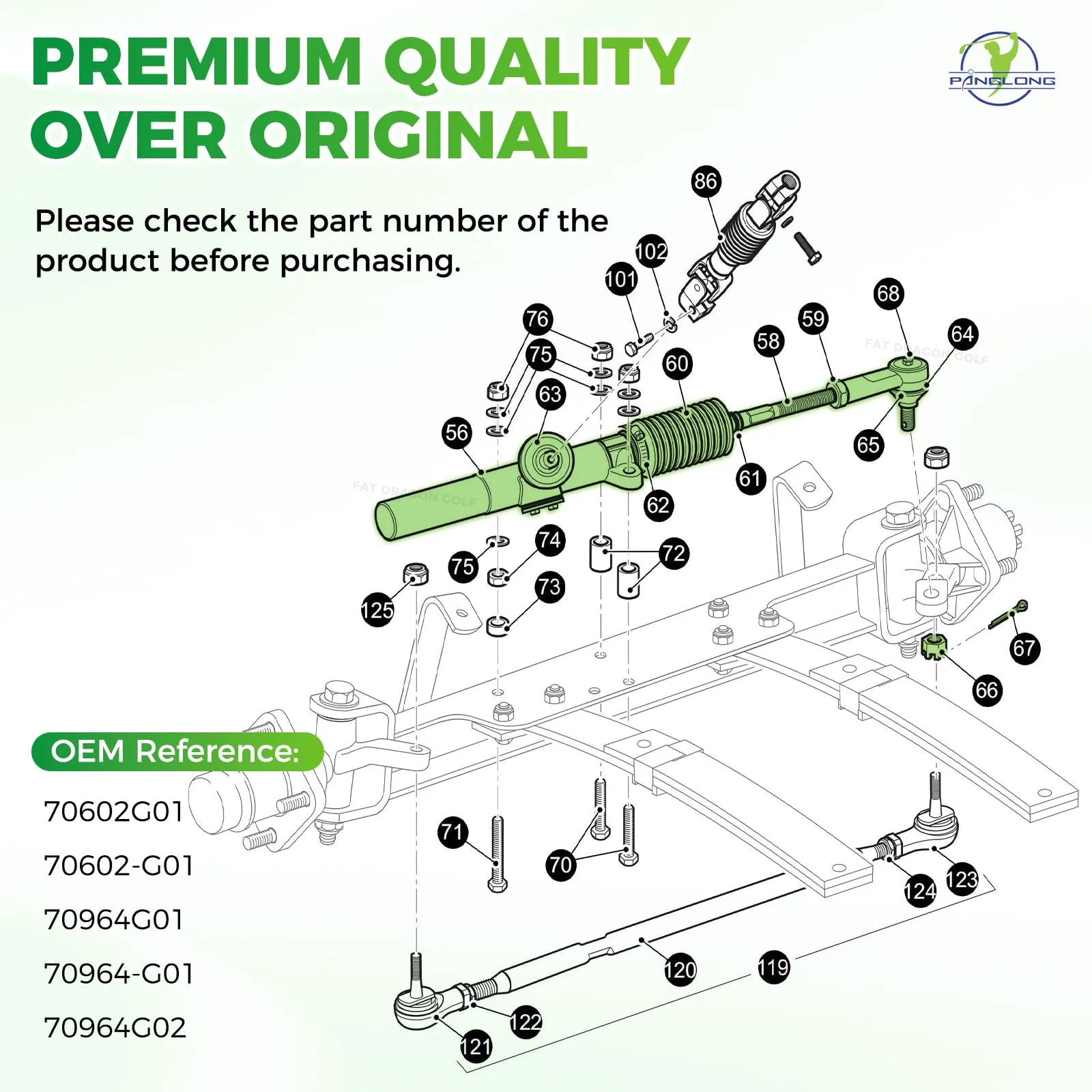 Panglong E-Z-GO TXT Steering Rack Assembly FDG-026 image 4