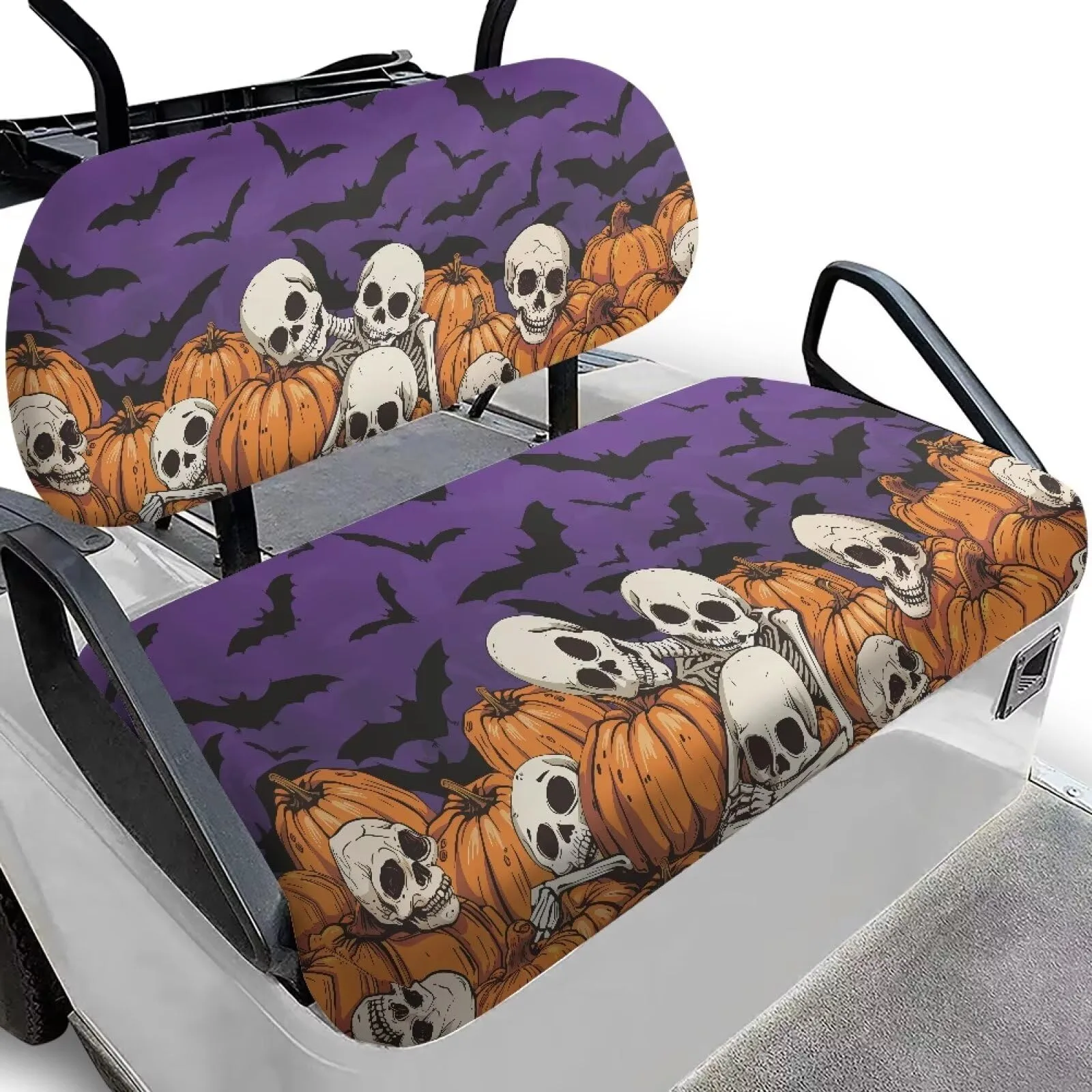 Quidrwyo Halloween Bats Skull Golf Cart Seat Covers