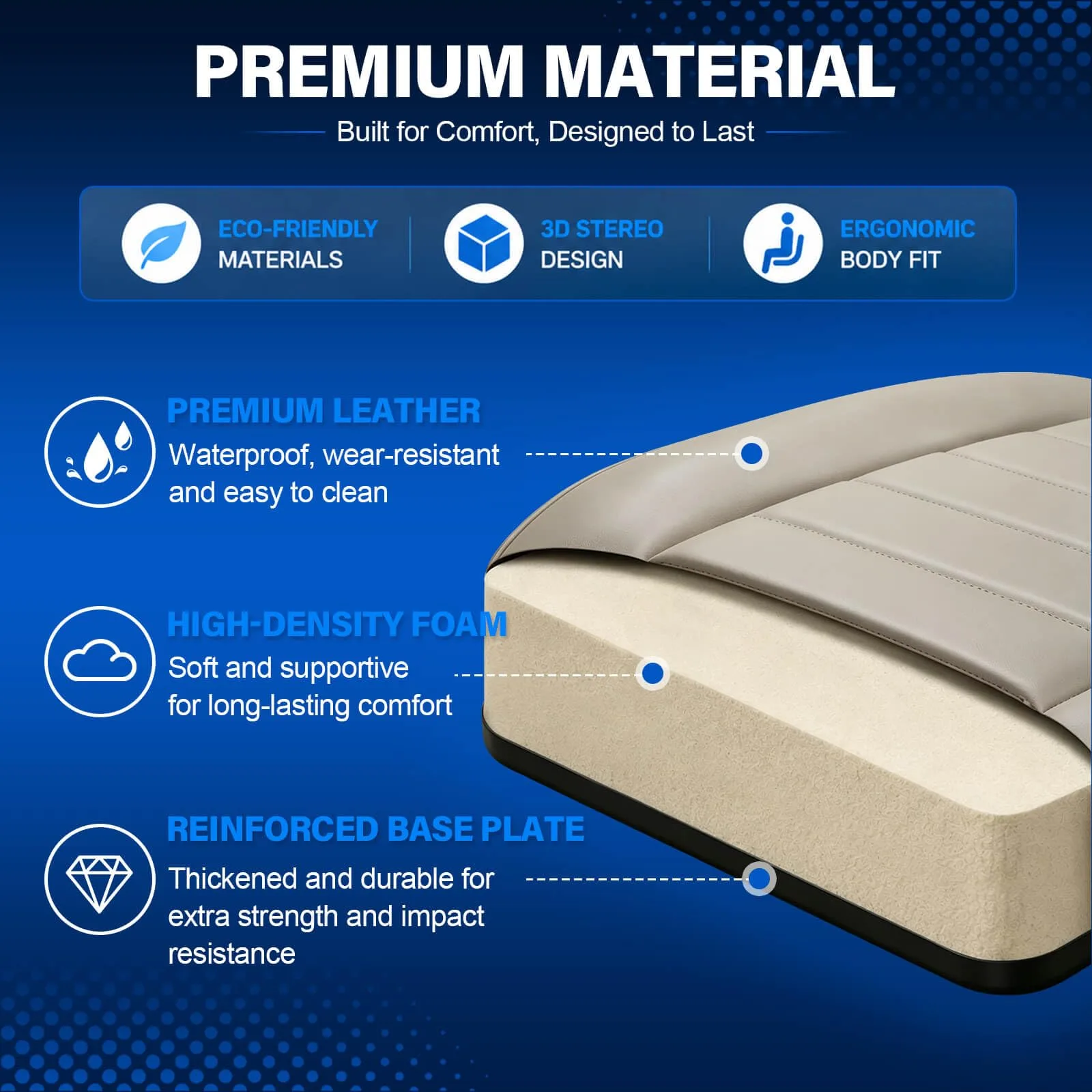 NOKINS Golf Cart Front Seat Cushion Kit NKS3000TK-WP image 2