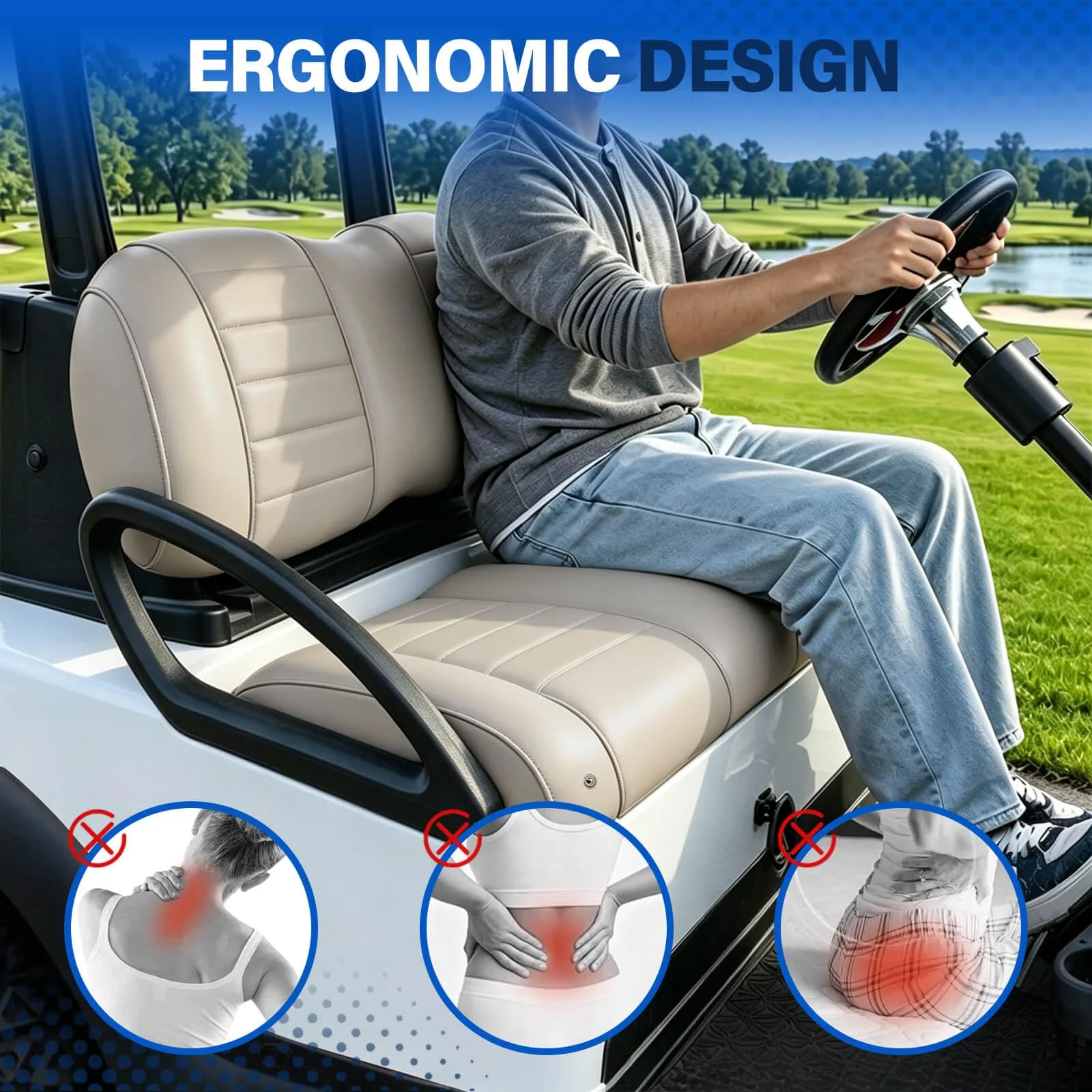 NOKINS Golf Cart Front Seat Cushion Kit NKS3000TK-WP image 4