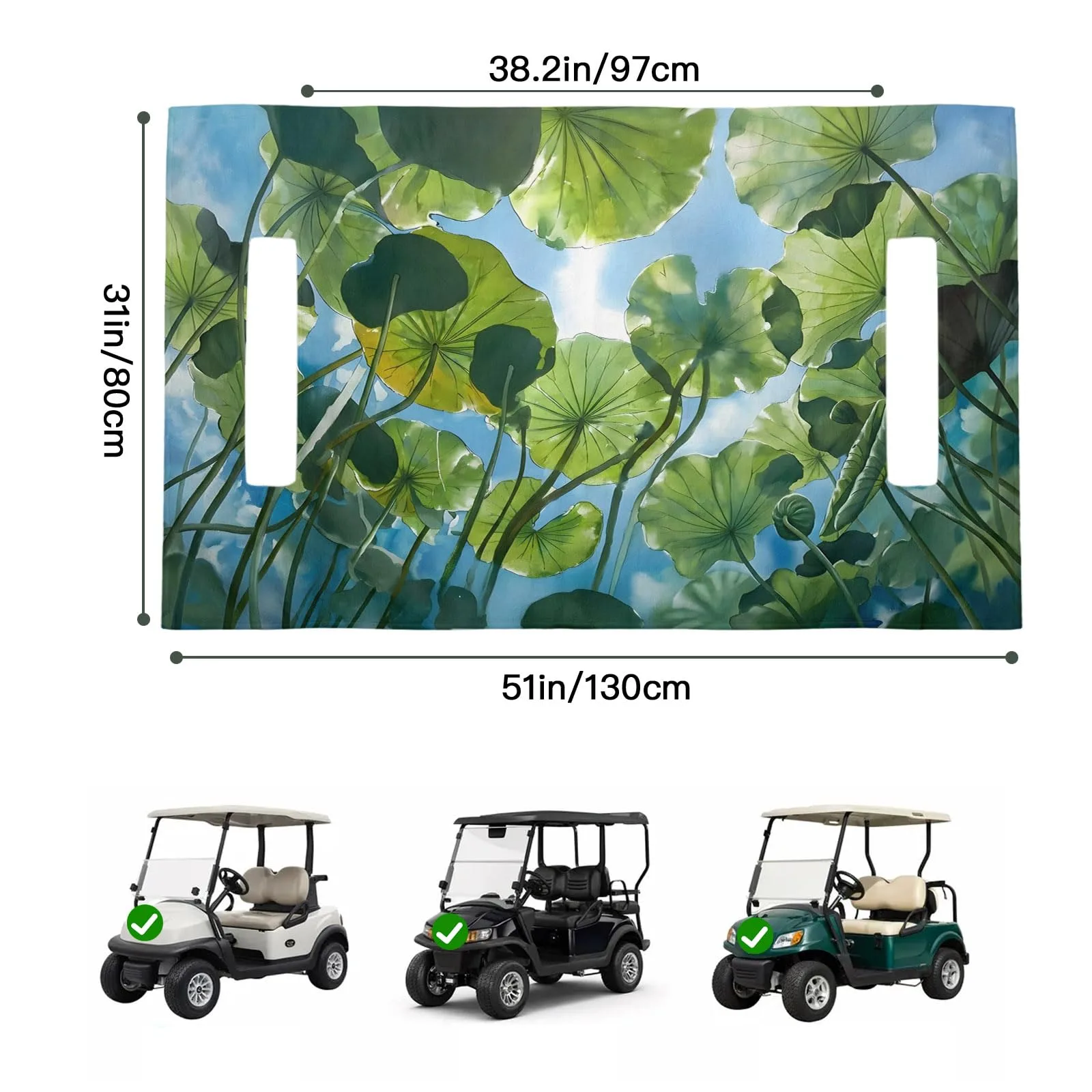 Trosturdspn Green Leaves Golf Cart Seat Towel Blanket 51" x 31" image 2