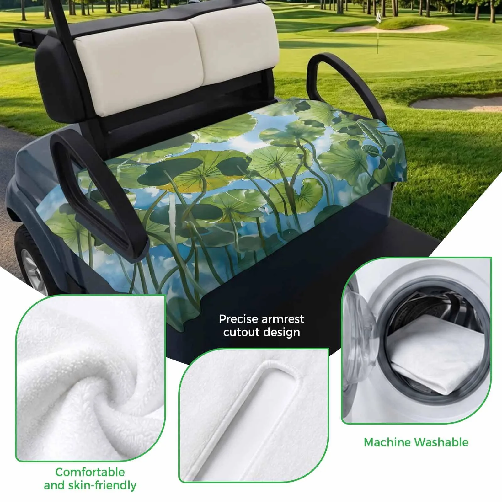 Trosturdspn Green Leaves Golf Cart Seat Towel Blanket 51" x 31" image 3