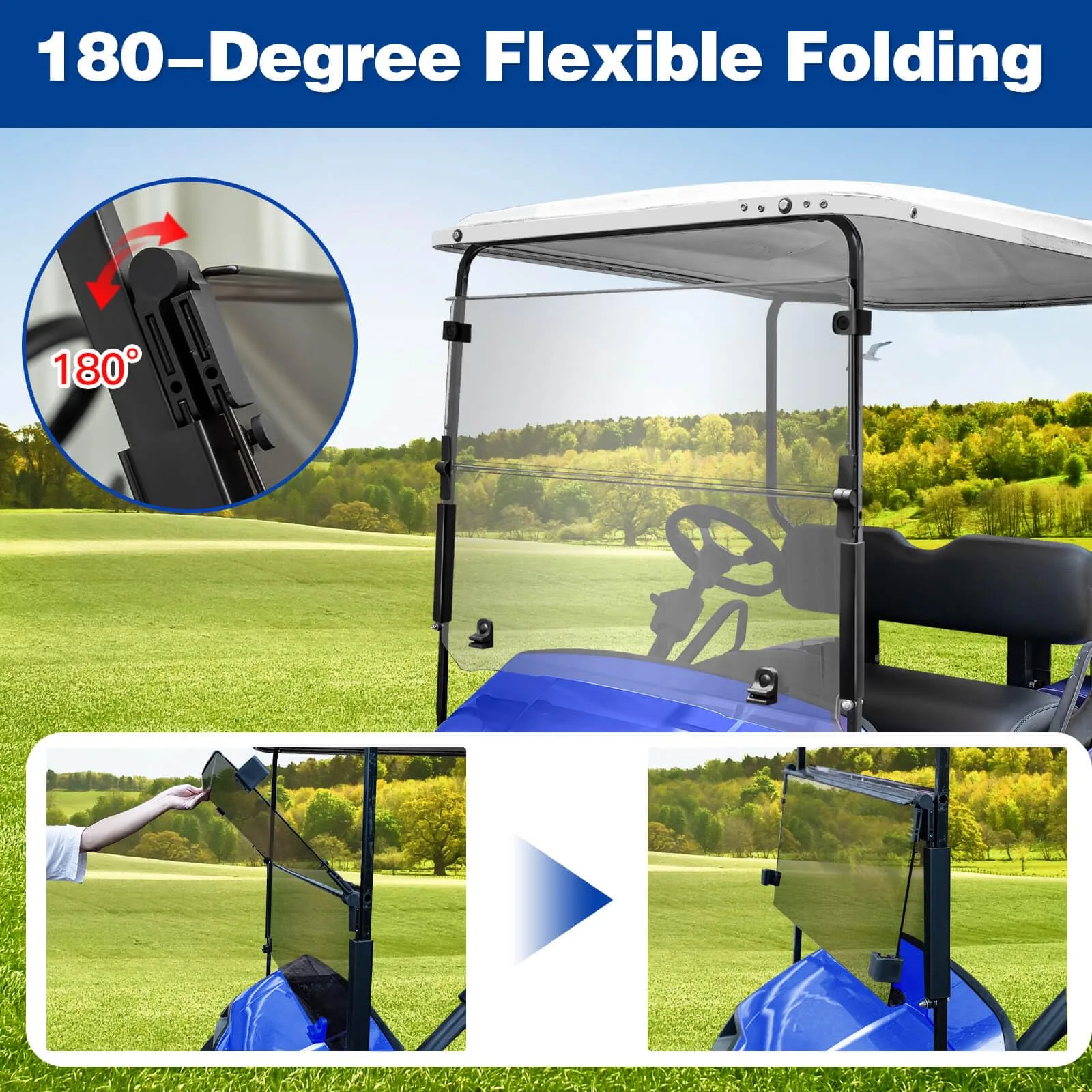 NOKINS Folding Windshield for E-Z-GO TXT 1995-2013 image 2