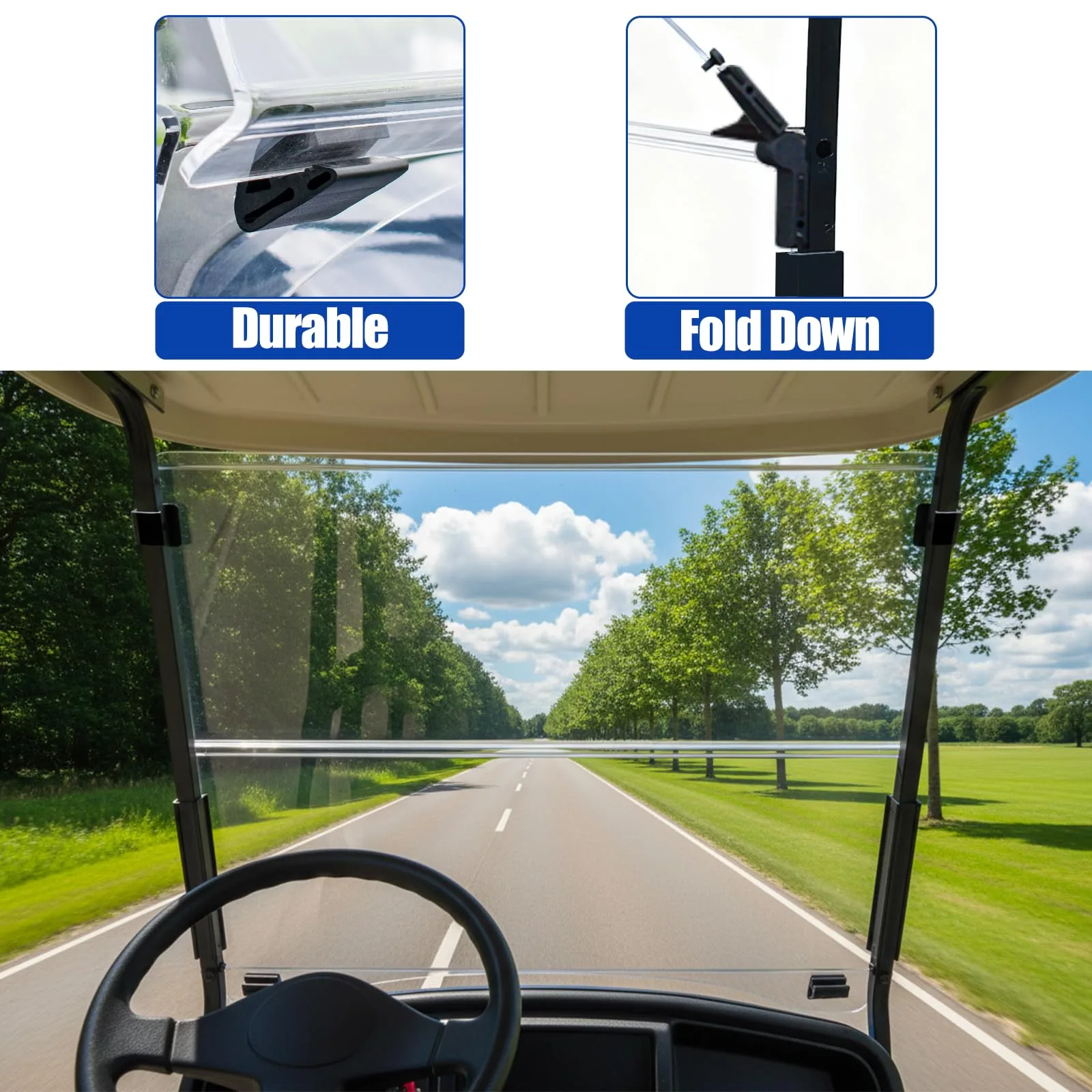 NOKINS Folding Windshield for E-Z-GO TXT 1995-2013 image 3