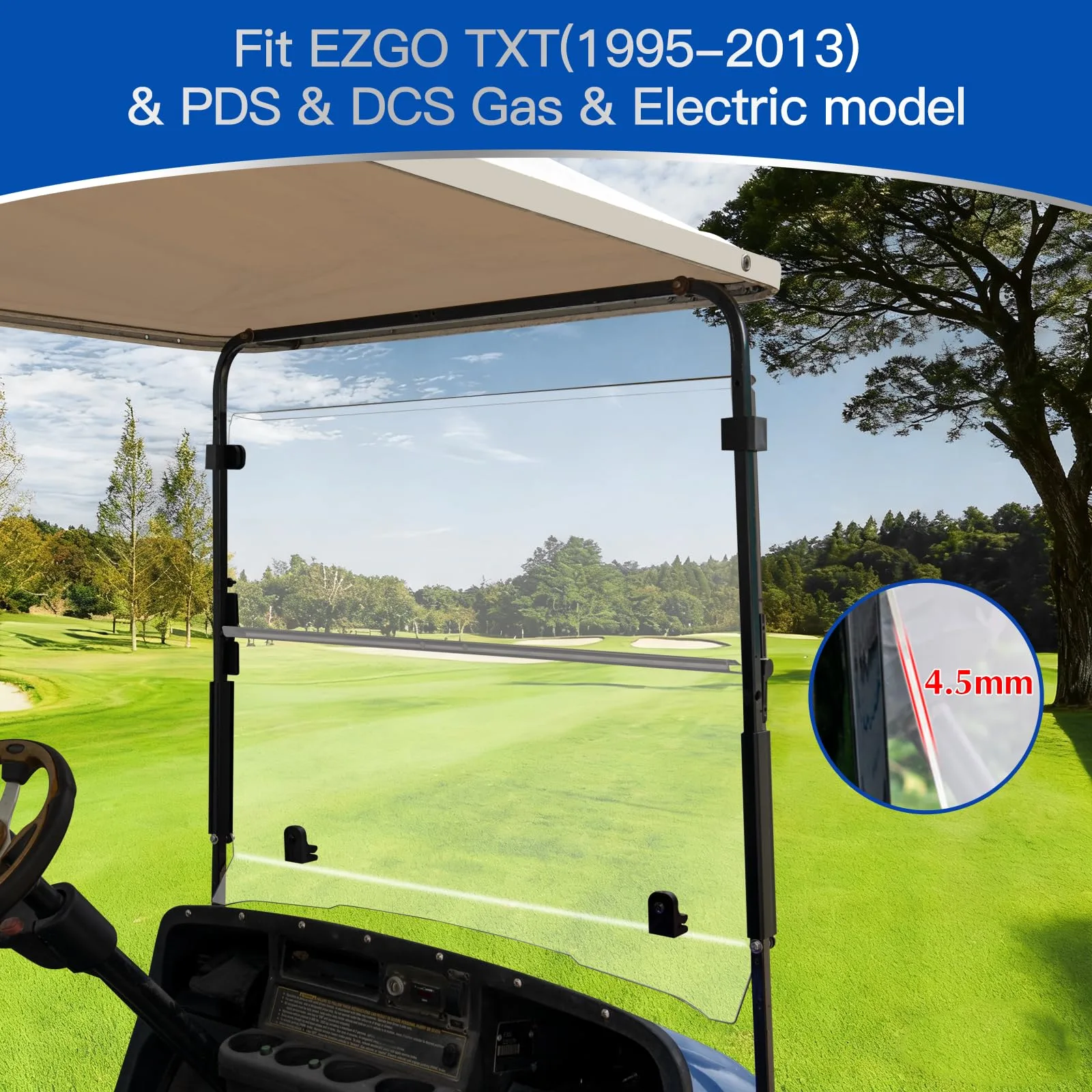 NOKINS Folding Windshield for E-Z-GO TXT 1995-2013 image 4