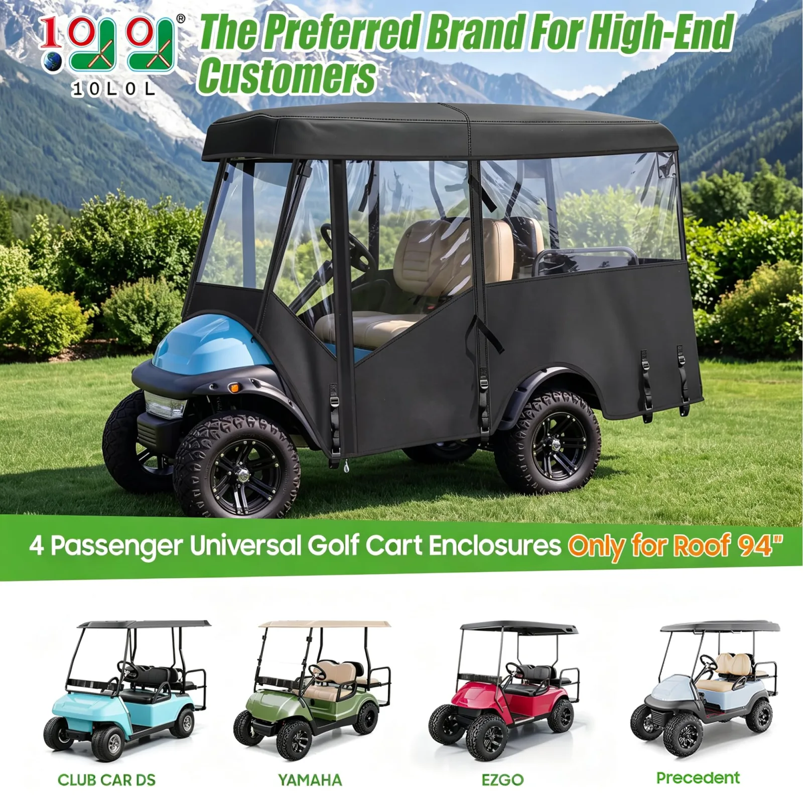 10L0L 4-Passenger Golf Cart Enclosure for 94-Inch Roofs image 2