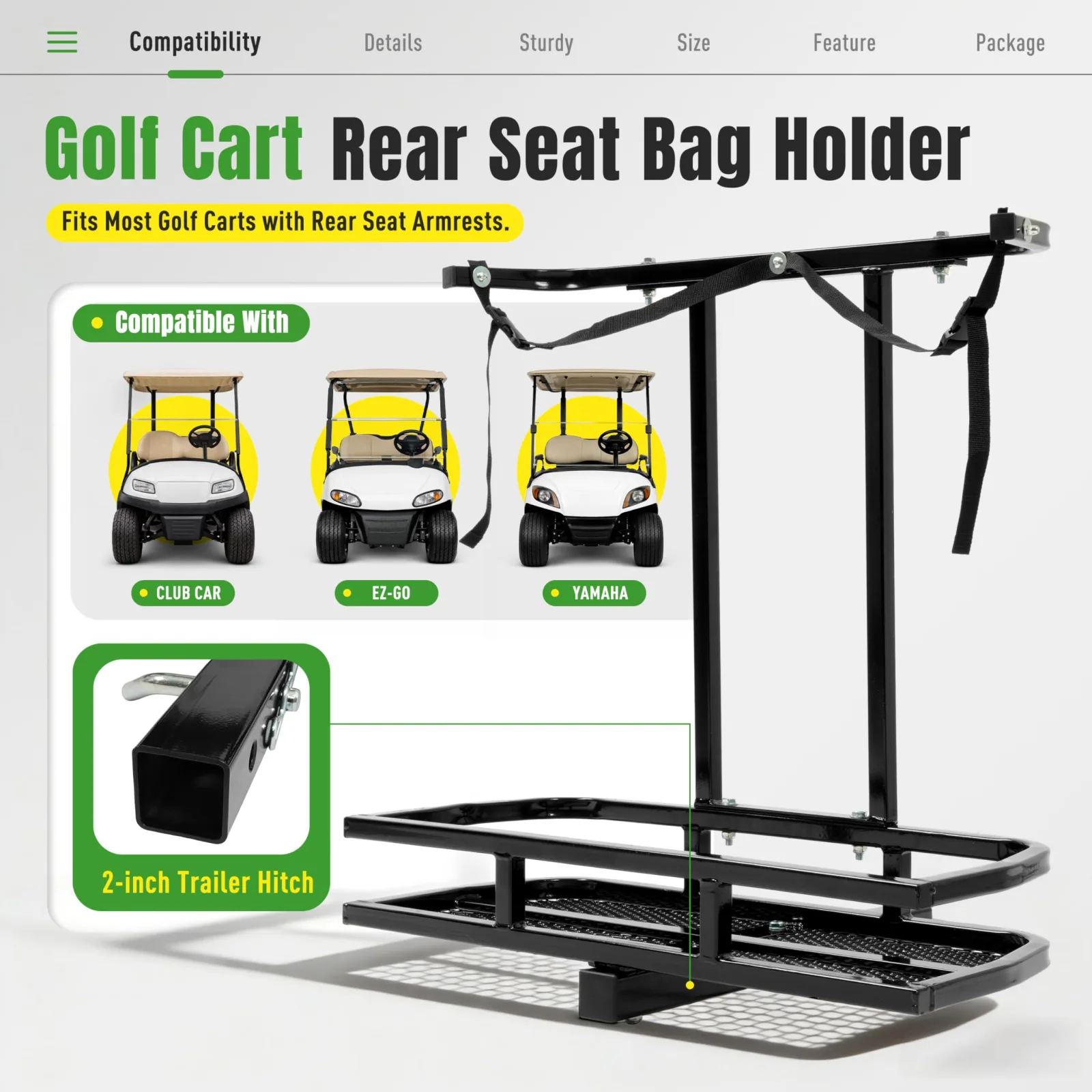 WUTIST GO-5559 Golf Bag Holder for 2-Inch Receivers image 2