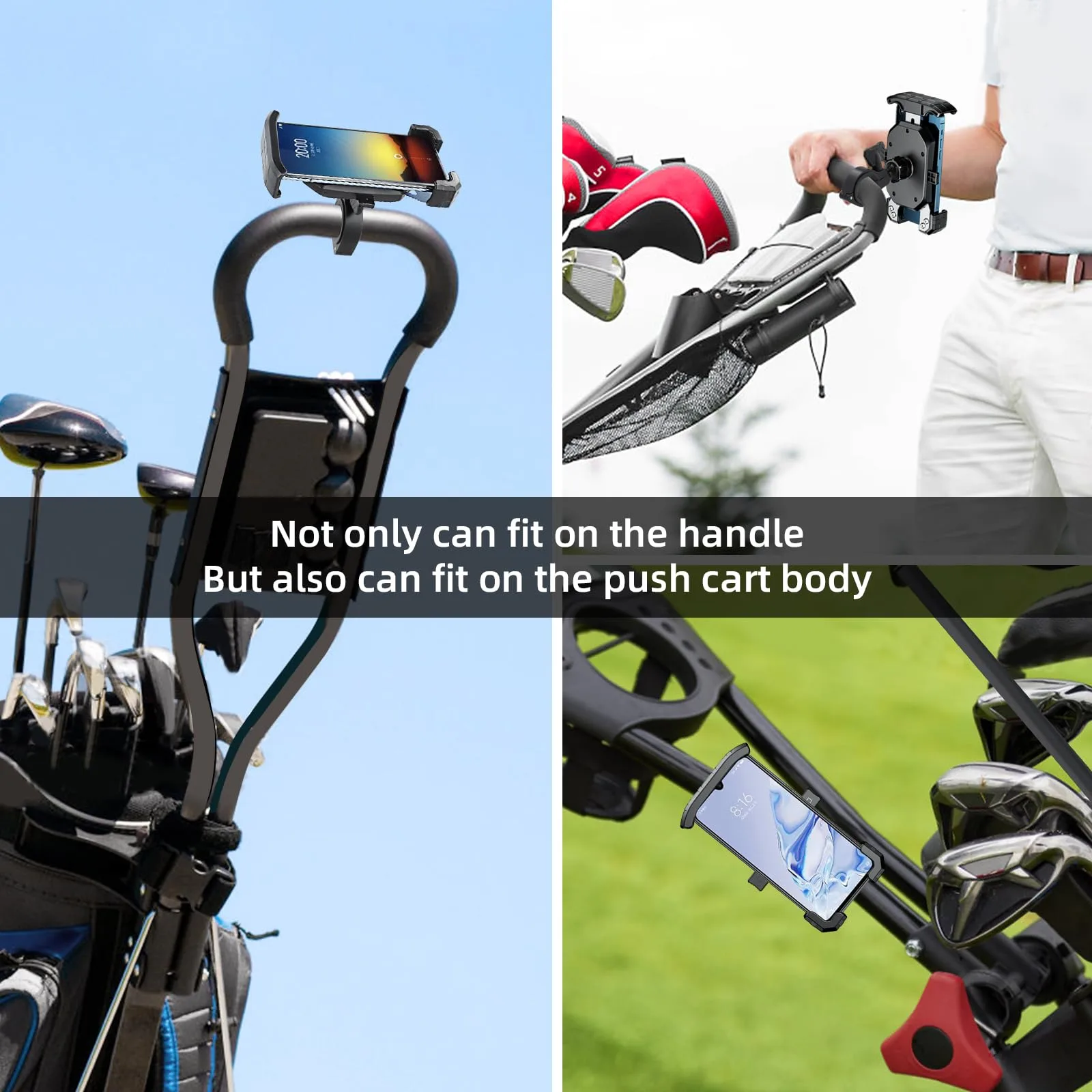 Roykaw Universal Golf Push Cart Phone Holder — 360° Rotating Mount image 2