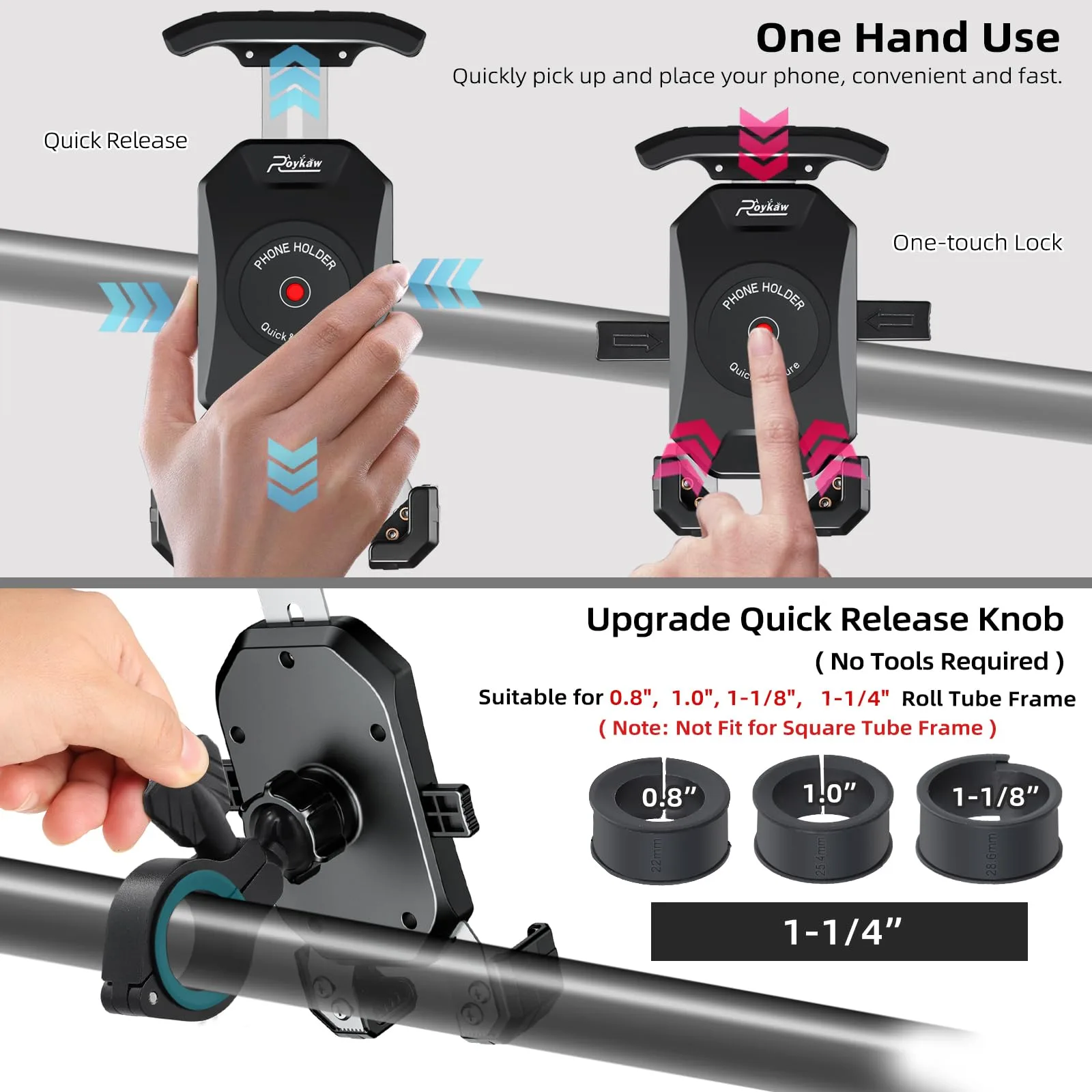 Roykaw Universal Golf Push Cart Phone Holder — 360° Rotating Mount image 4
