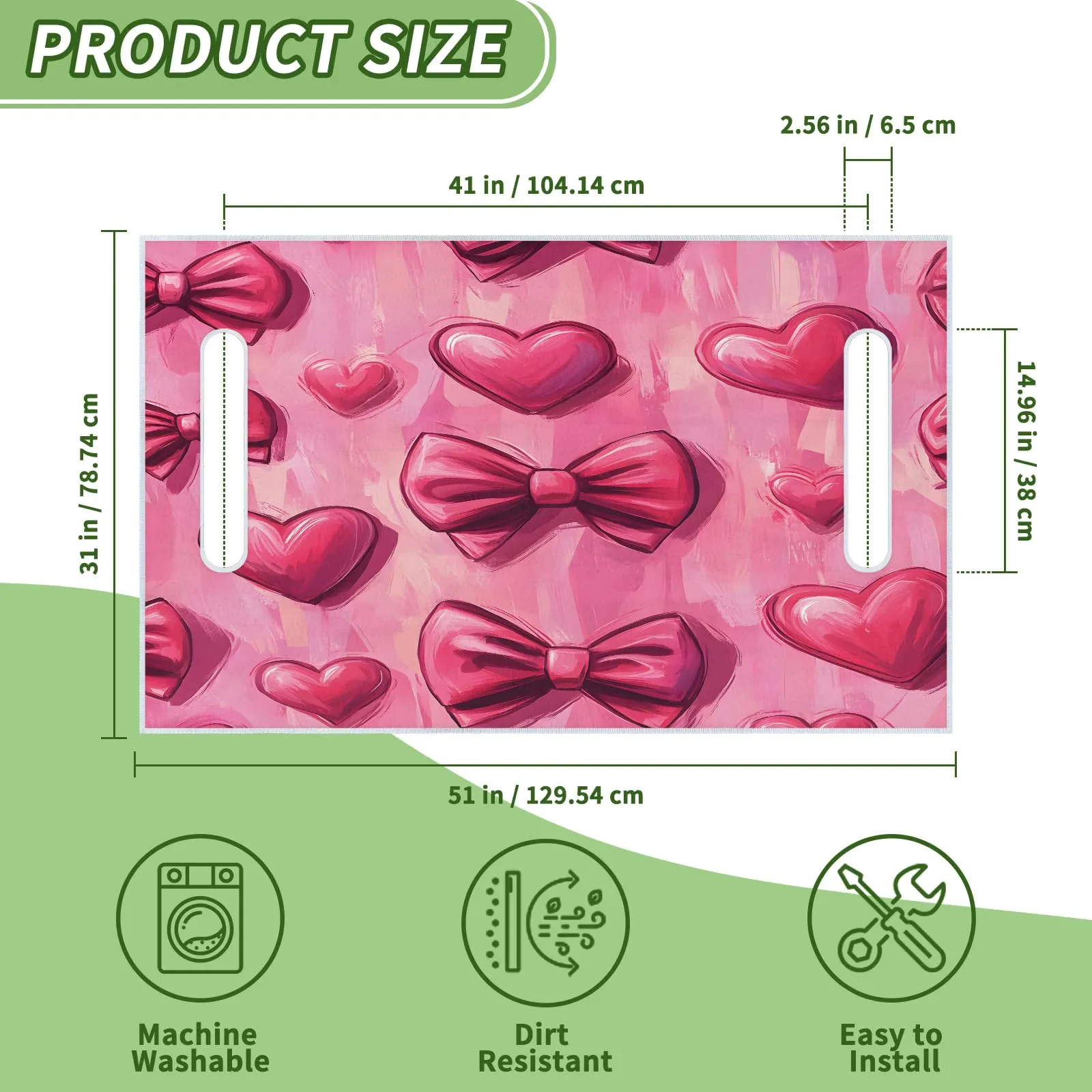 Tiveruda Pink Heart Bow Golf Cart Seat Cover 51 x 31 in image 2