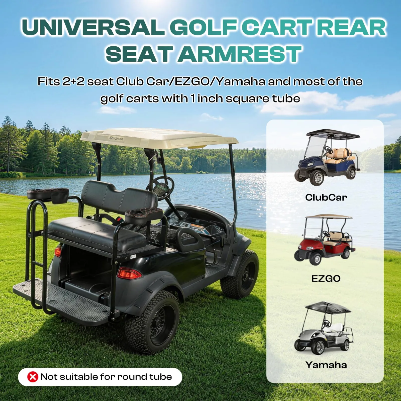 DRIVE UP Golf Cart Rear Seat Armrests with Cup Holders image 4