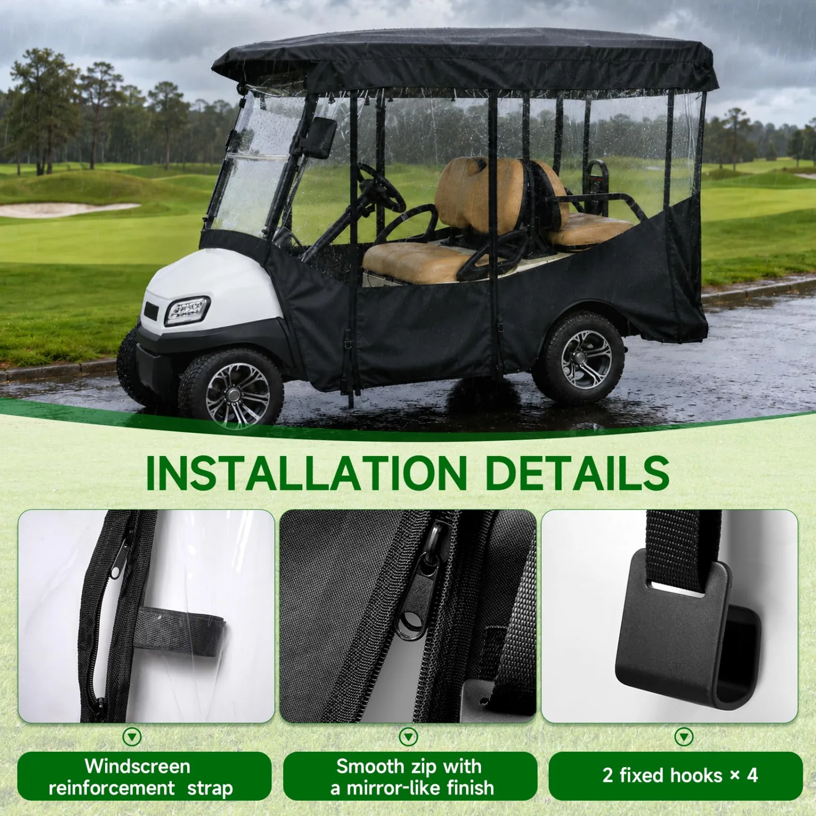 Bullro 4-Passenger Golf Cart Enclosure for E-Z-GO and Club Car image 2