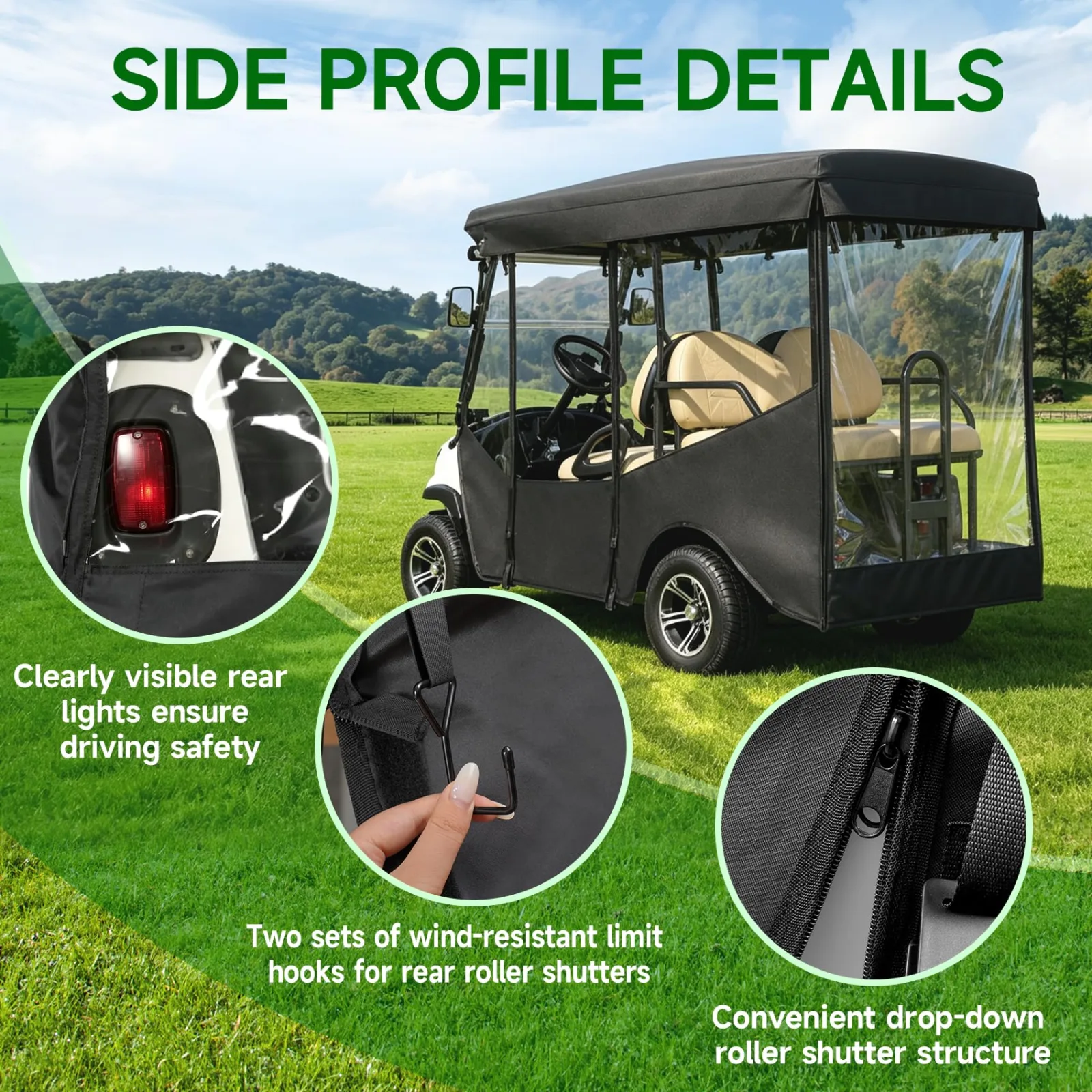 Bullro 4-Passenger Golf Cart Enclosure for E-Z-GO and Club Car image 3