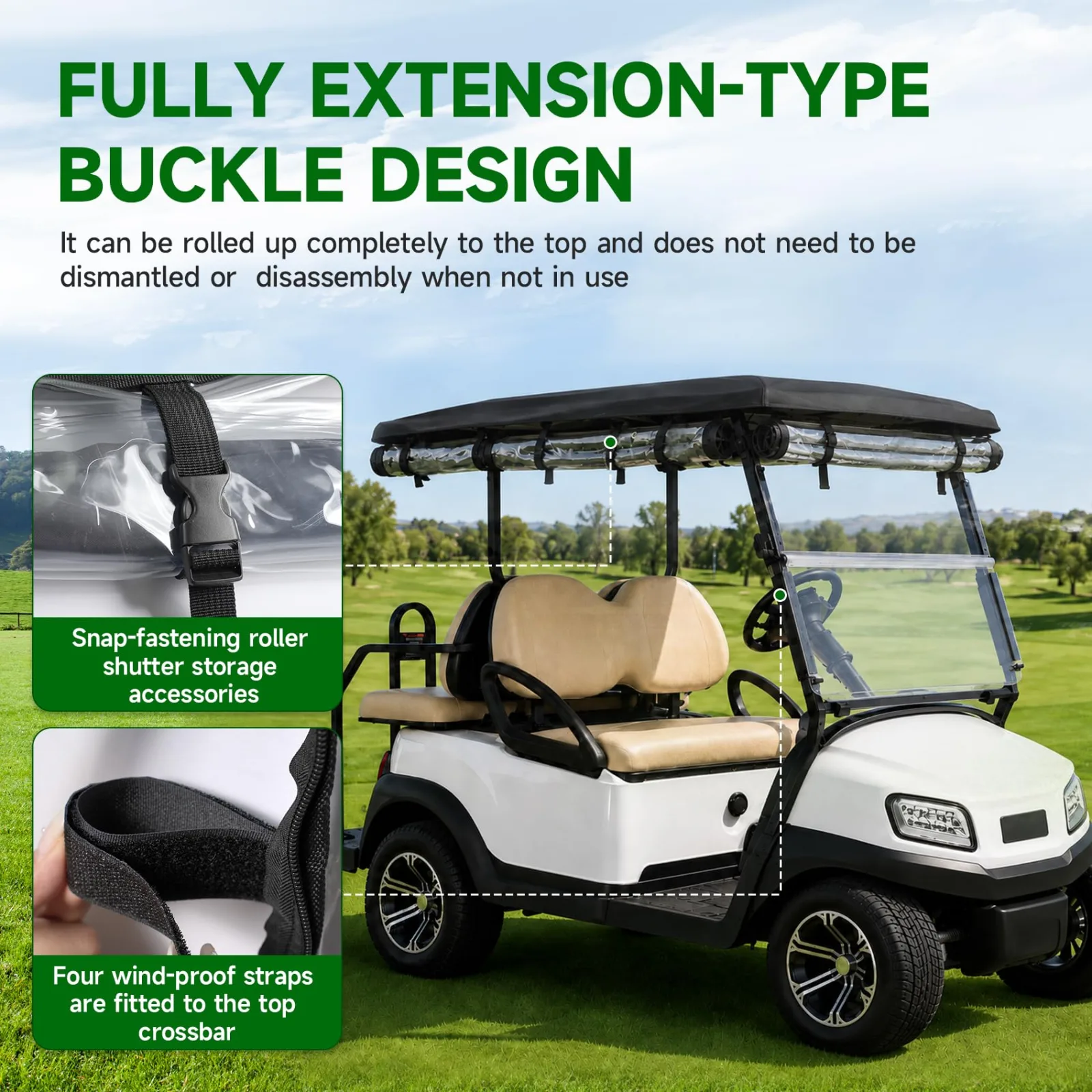 Bullro 4-Passenger Golf Cart Enclosure for E-Z-GO and Club Car image 4