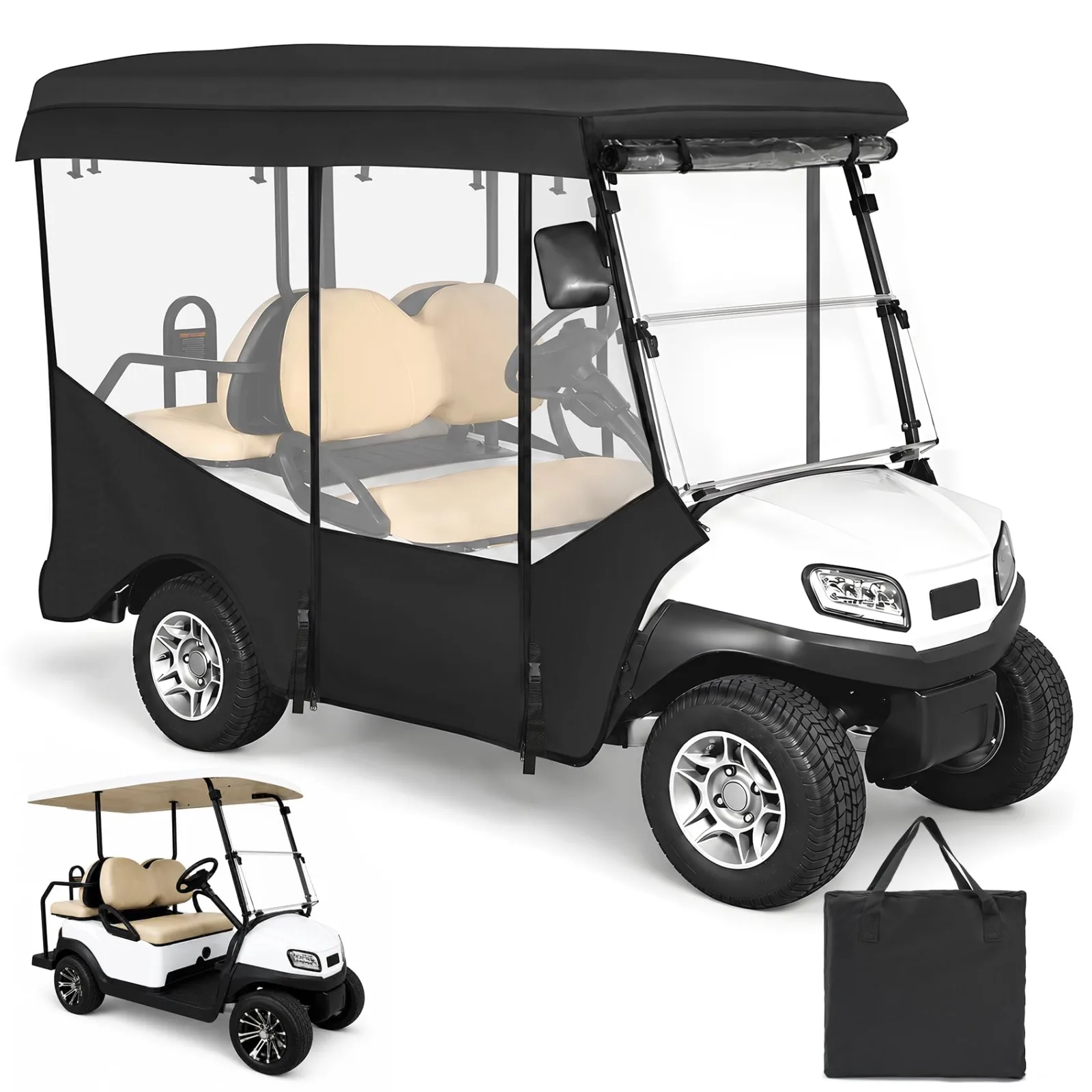 Bullro 4-Passenger Golf Cart Enclosure for E-Z-GO and Club Car