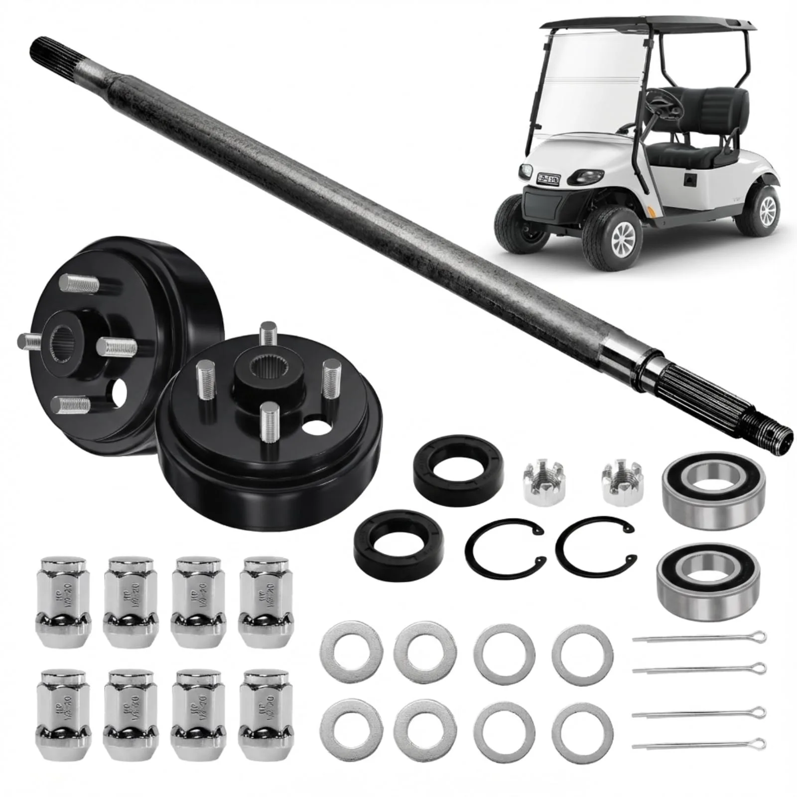 Cartalia E-Z-GO Brake Drum and Driver Rear Axle Assembly