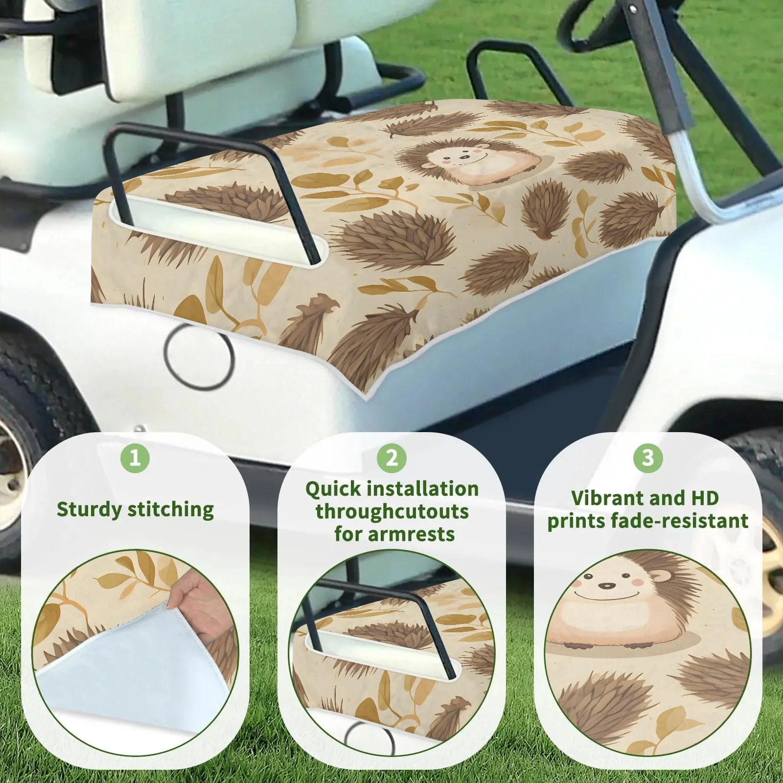 Tiveruda Vintage Hedgehog Golf Cart Seat Cover image 3