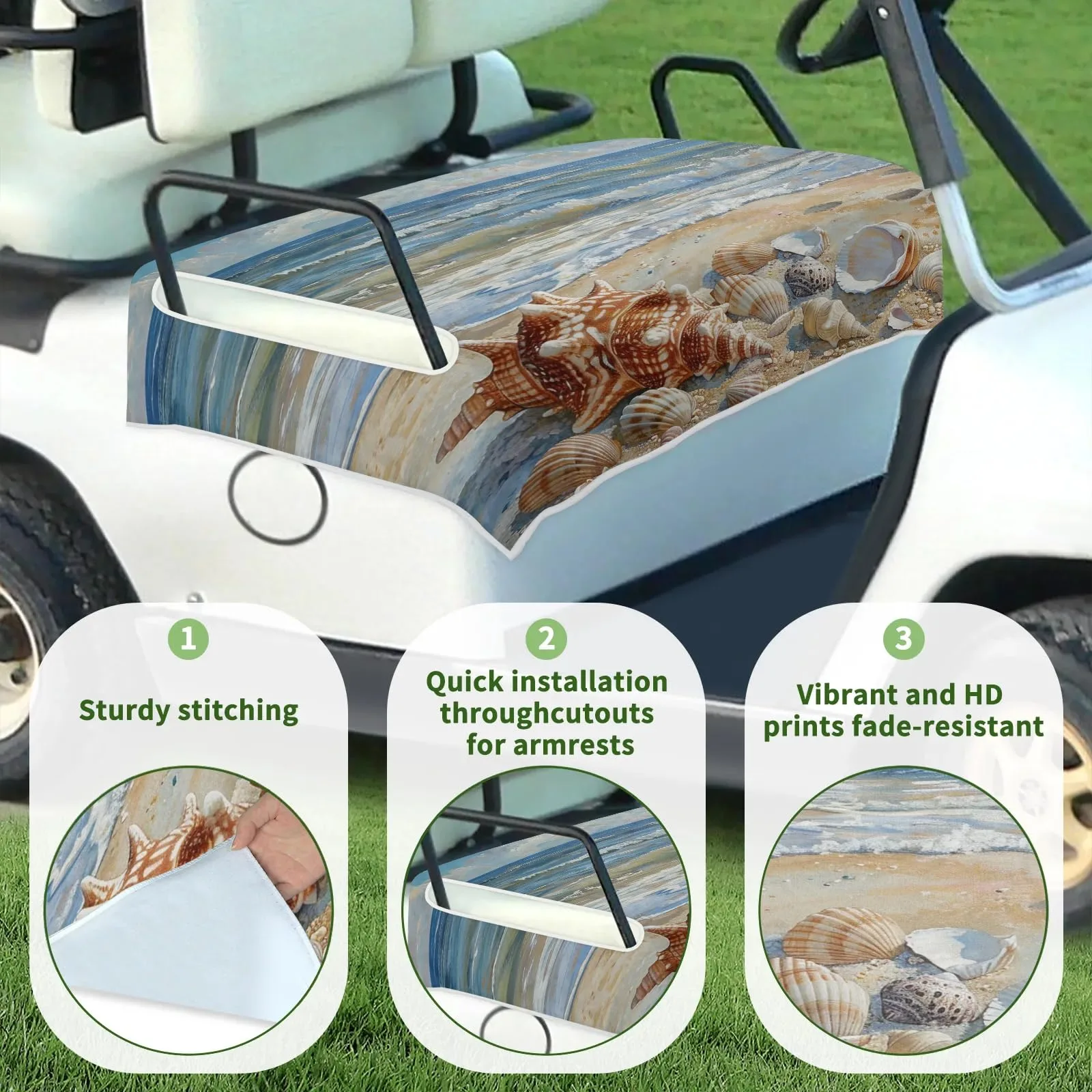 Tiveruda Golf Cart Seat Cover for Double Seats, 51 x 31 in image 3