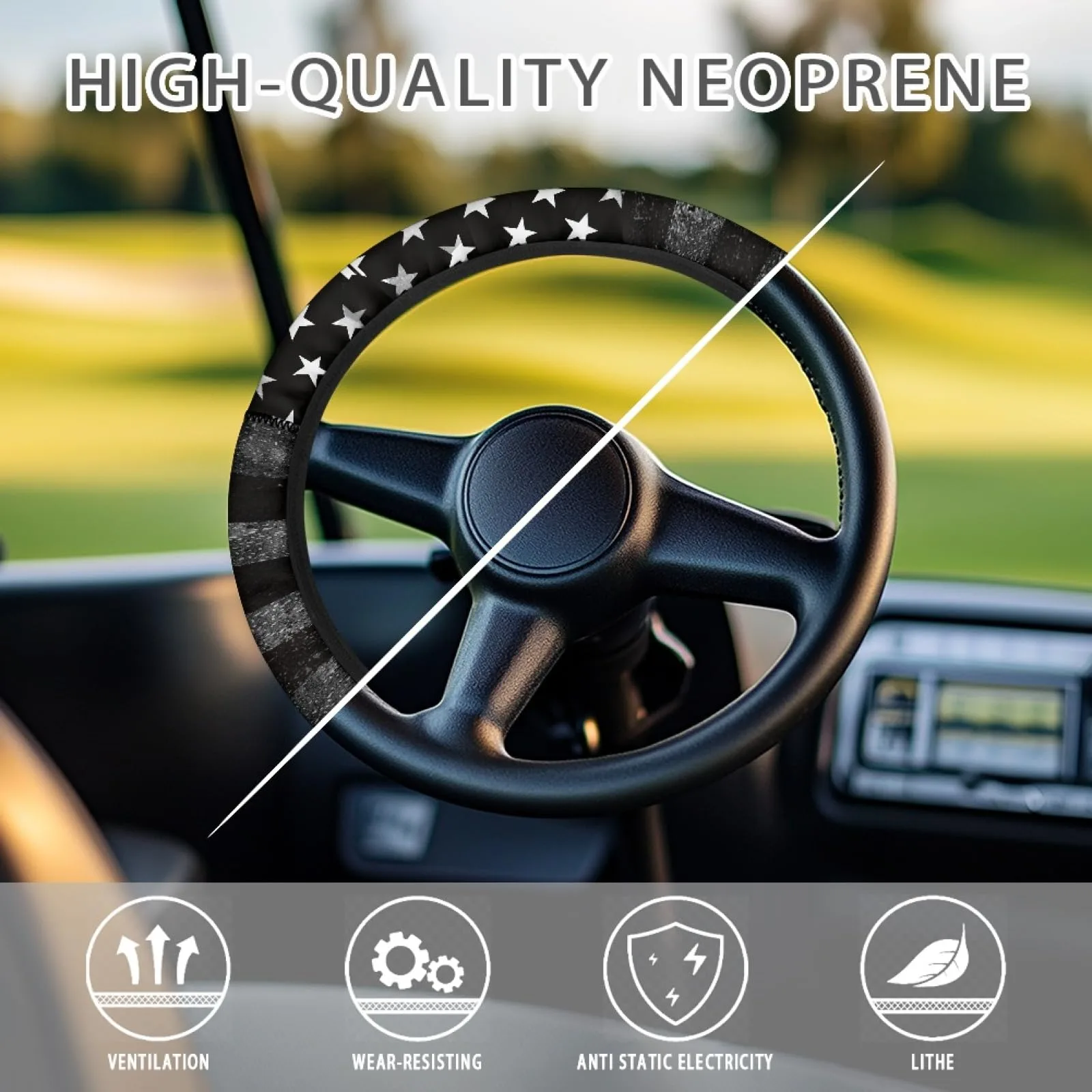 INSTANTARTS American Flag Golf Cart Steering Wheel Cover image 4