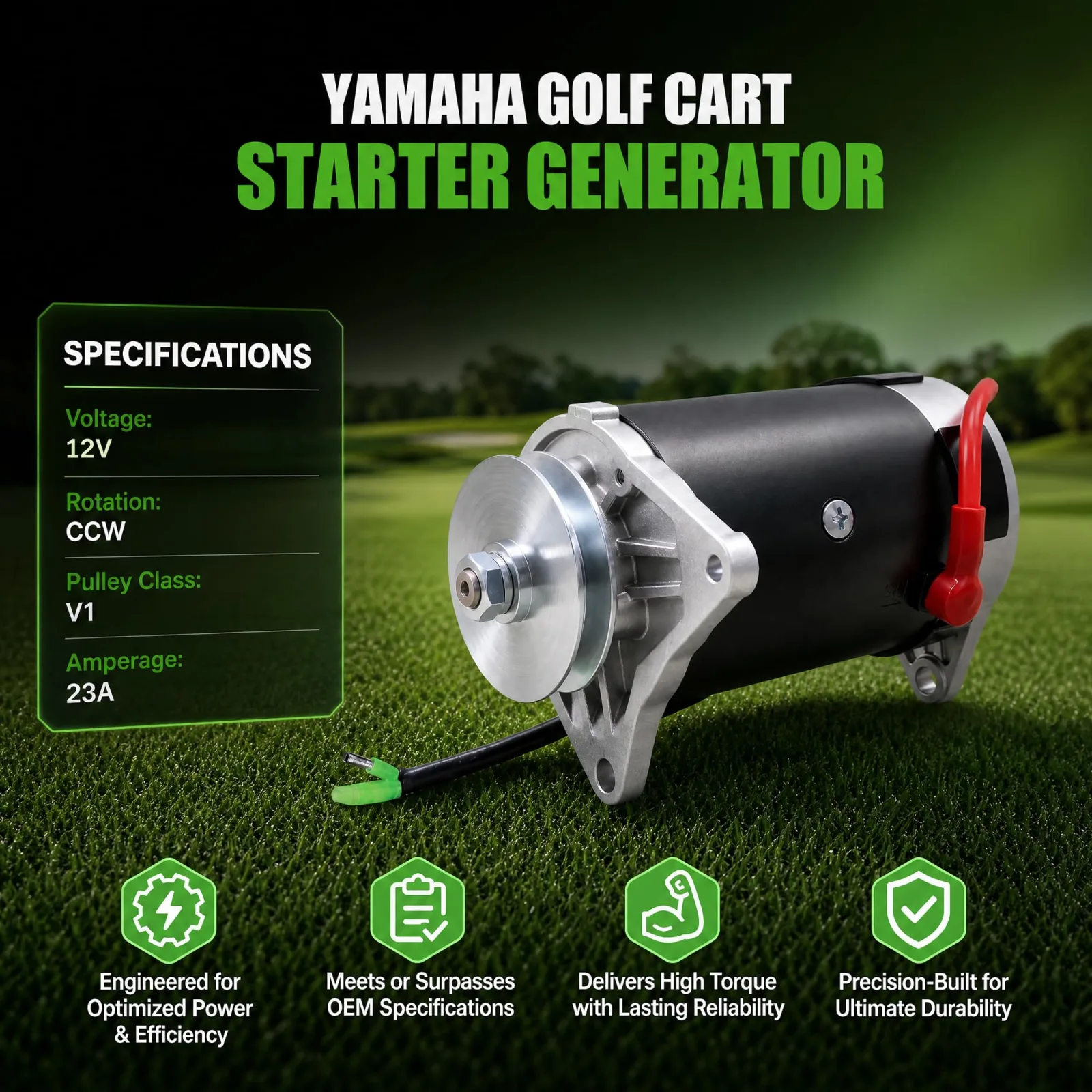 10L0L Starter Generator for Yamaha Gas Golf Carts image 3