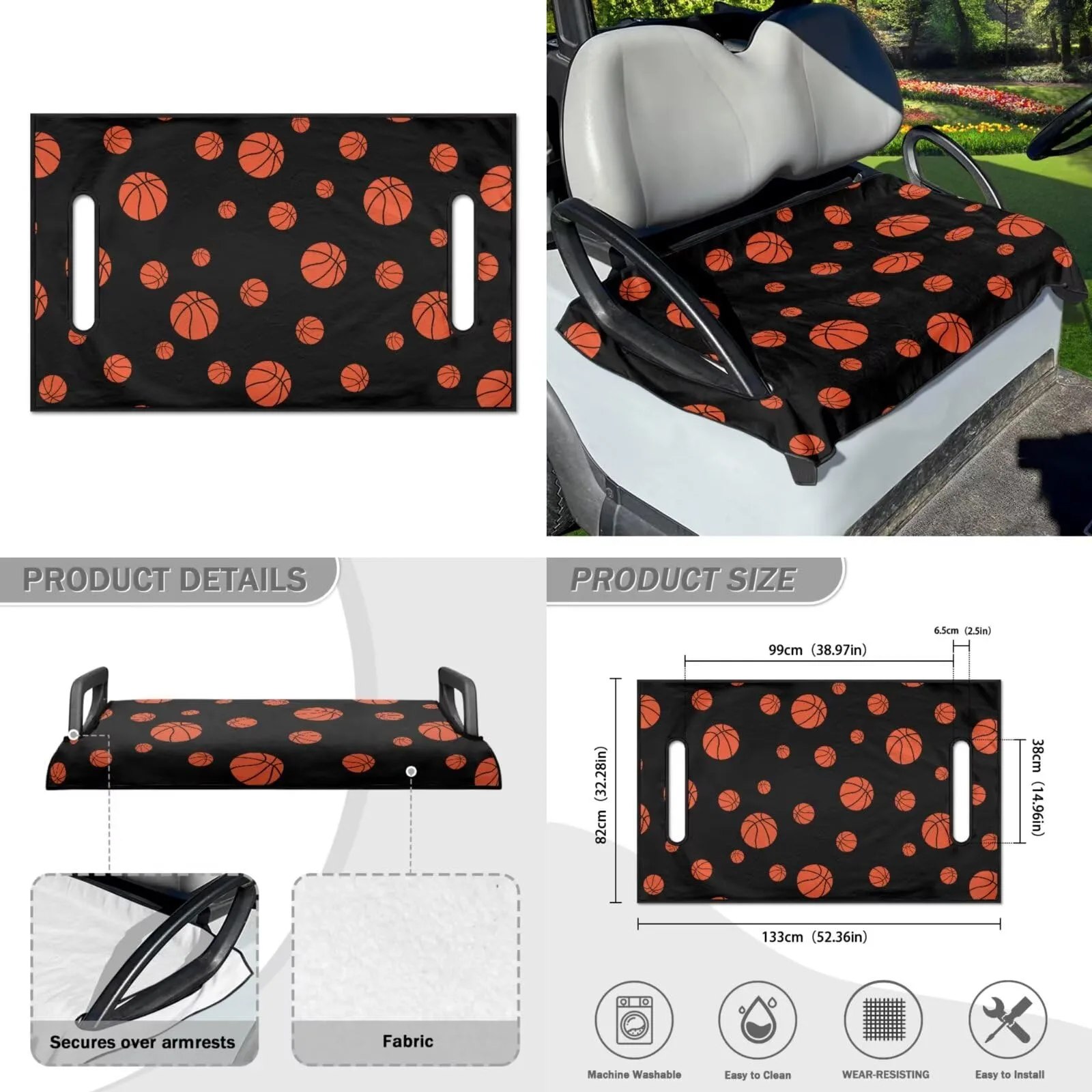 Yewattles Club Car Golf Cart Seat Cover with Sun Visor image 2