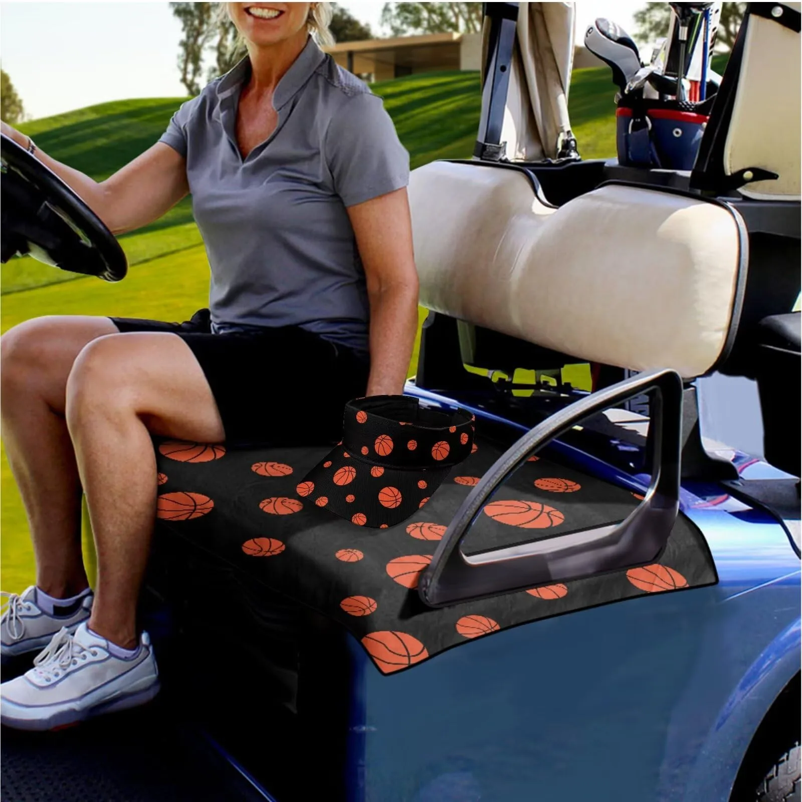 Yewattles Club Car Golf Cart Seat Cover with Sun Visor image 3