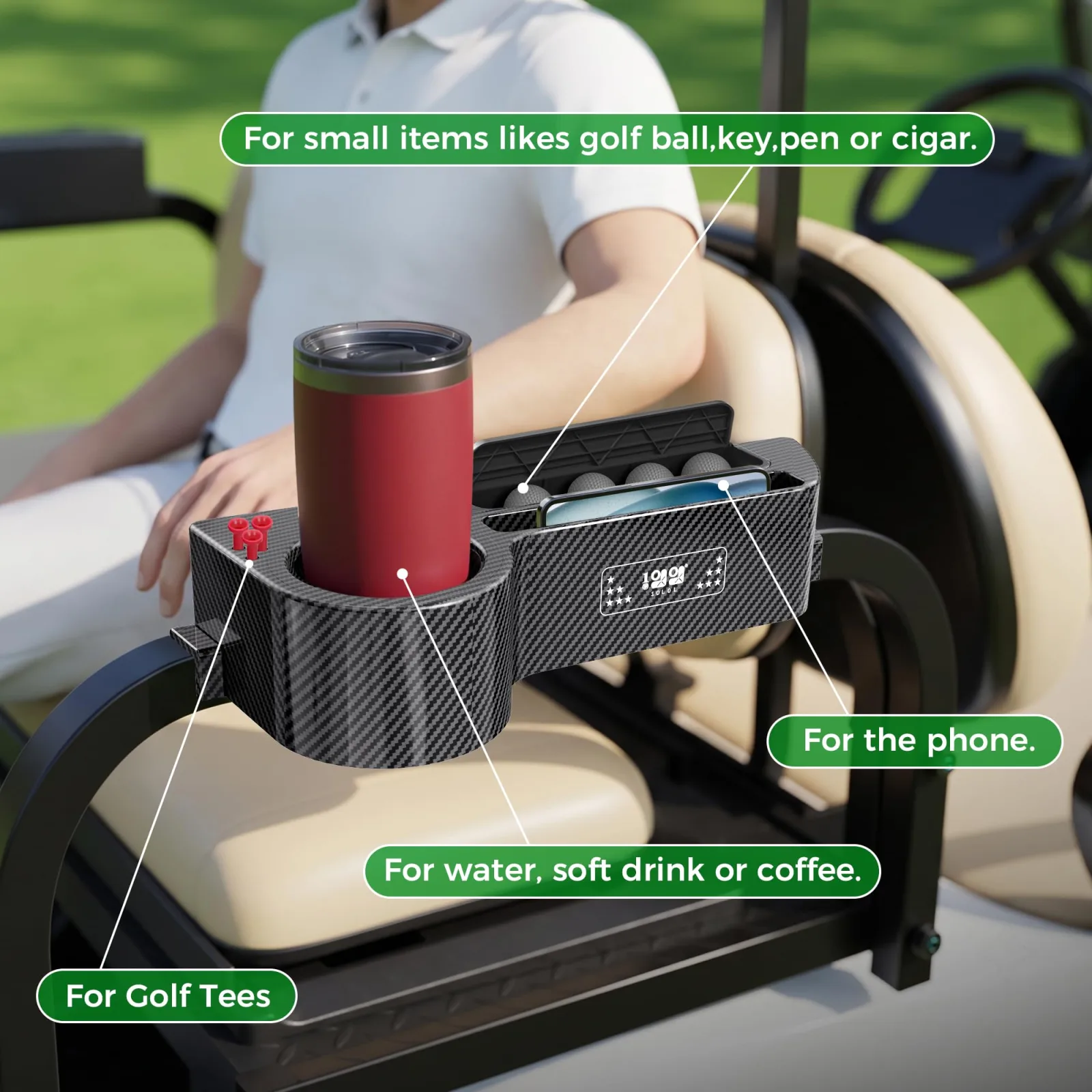 10L0L Golf Cart Rear Seat Armrests with Cup Holders image 4