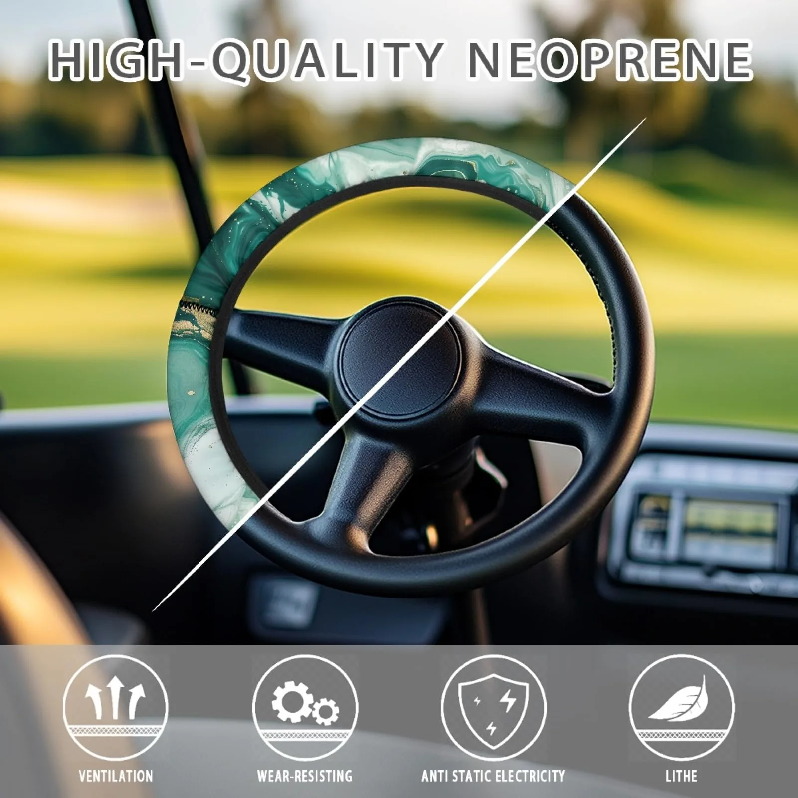 INSTANTARTS Green Marbled Golf Cart Steering Wheel Cover image 4