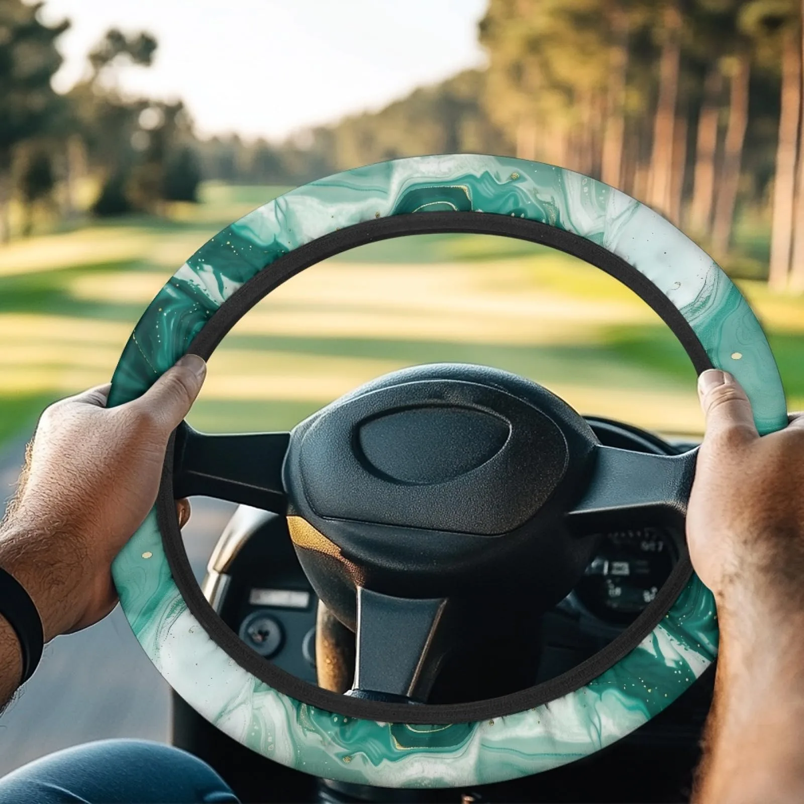 INSTANTARTS Green Marbled Golf Cart Steering Wheel Cover