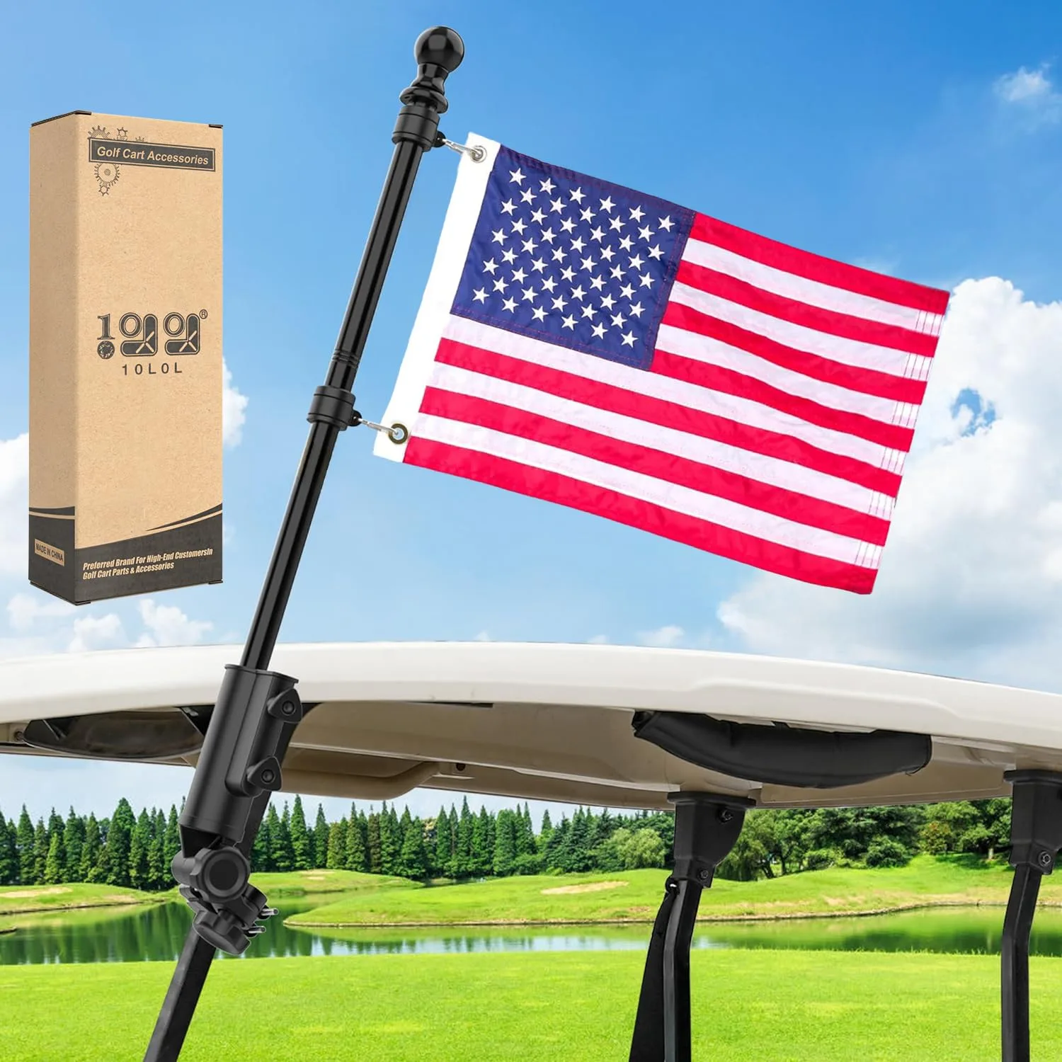 10L0L F55-J Golf Cart Flag Holder and Pole Mount Kit