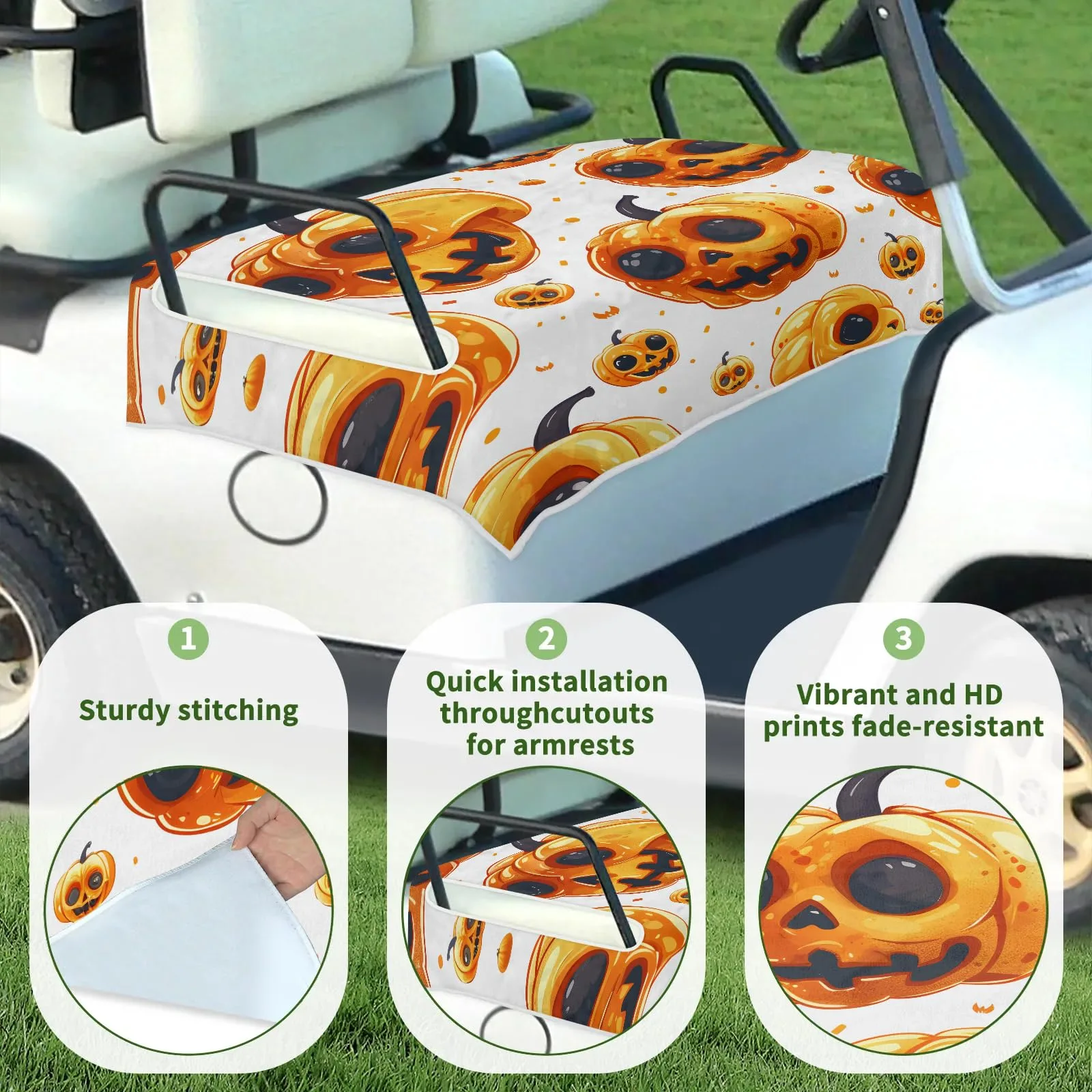 Tiveruda Halloween Pumpkin Golf Cart Seat Cover image 3