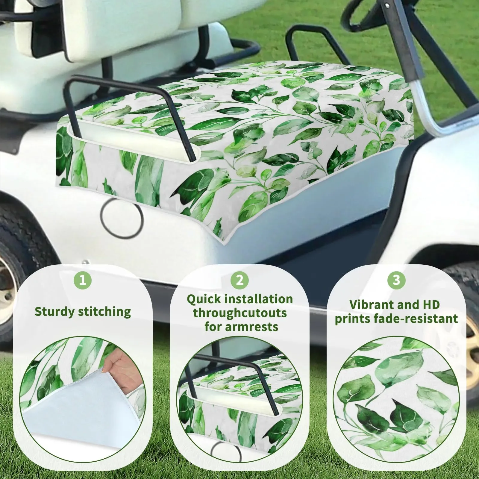 Tiveruda Green Eucalyptus 51 x 31 in Golf Cart Seat Cover (2-Person) image 3