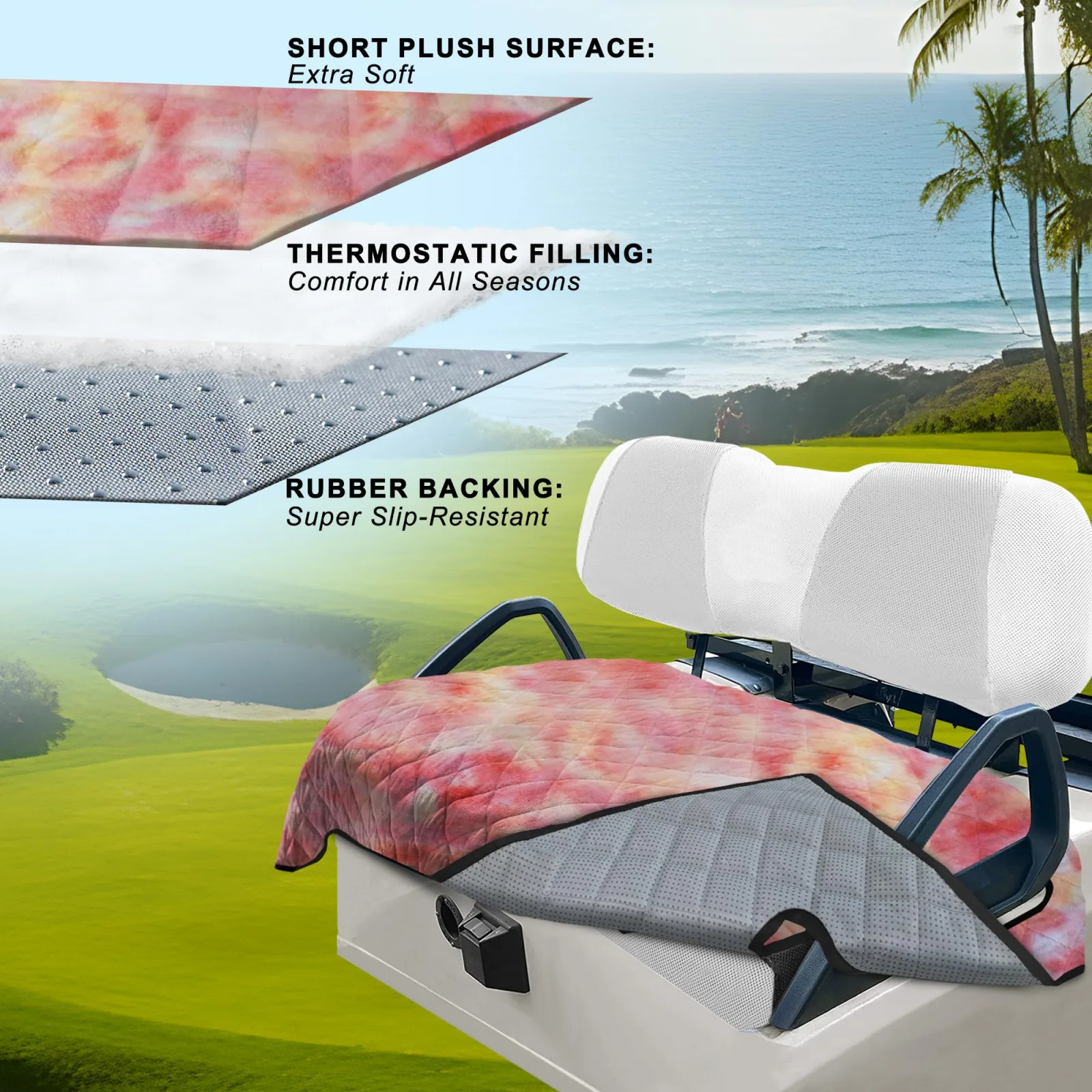 YOKYHOM Golf Cart Seat Cover 51" x 30.5" Short Plush (B0FB3PGXKZ) image 2