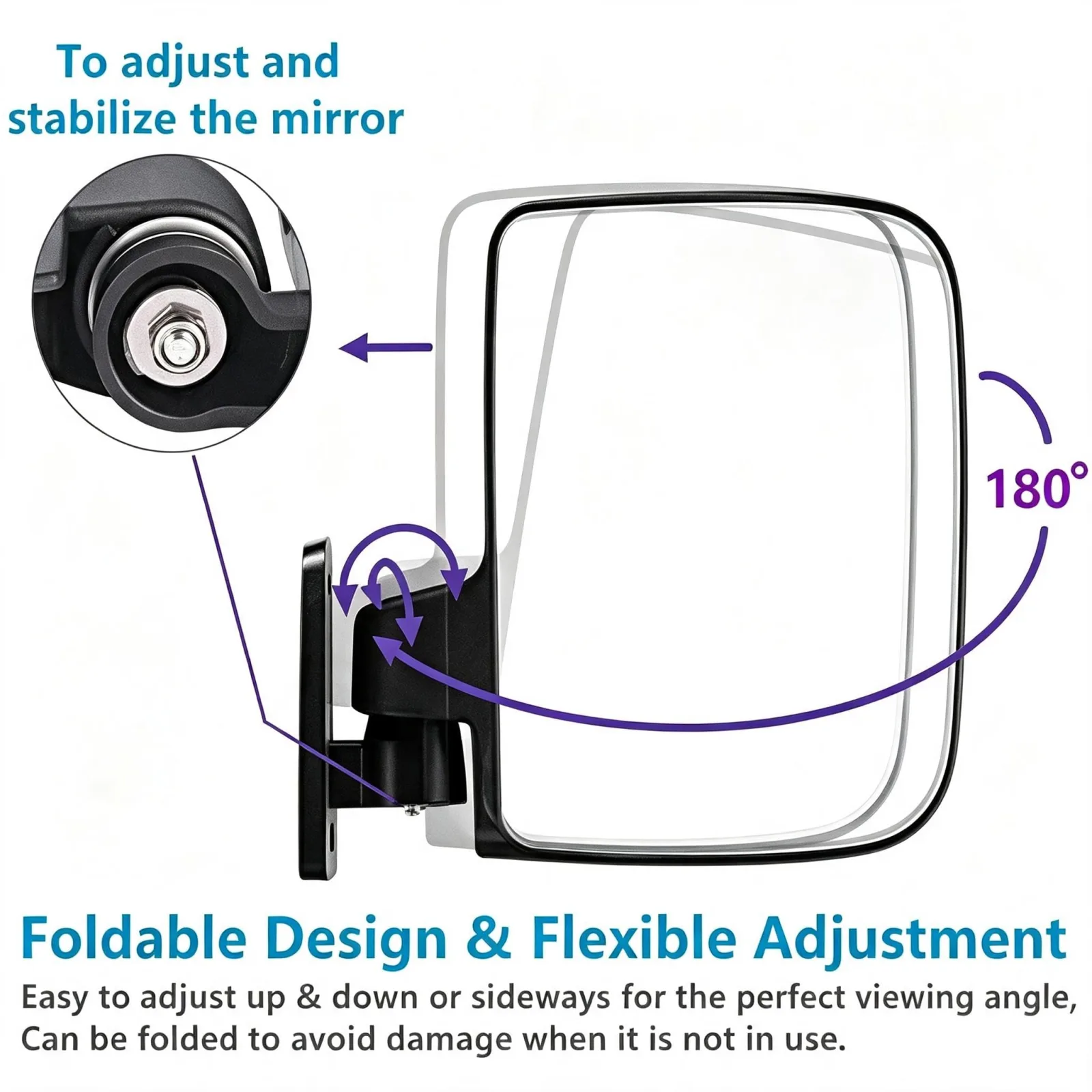 HKOO Golf Cart Folding Mirrors with Rear View Mirror image 4