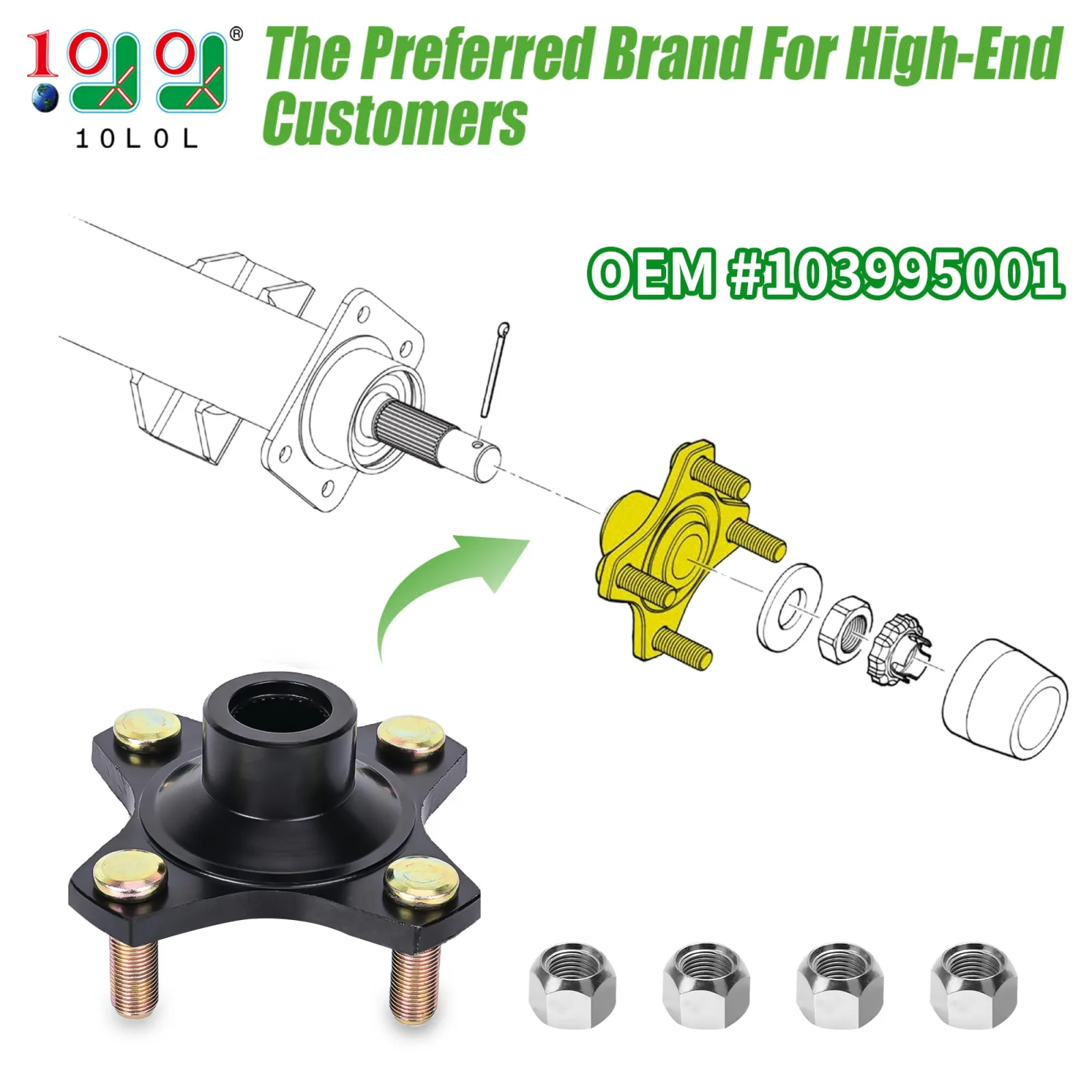 10L0L Rear Wheel Hub Assembly for Club Car Precedent 2015-2019 image 2