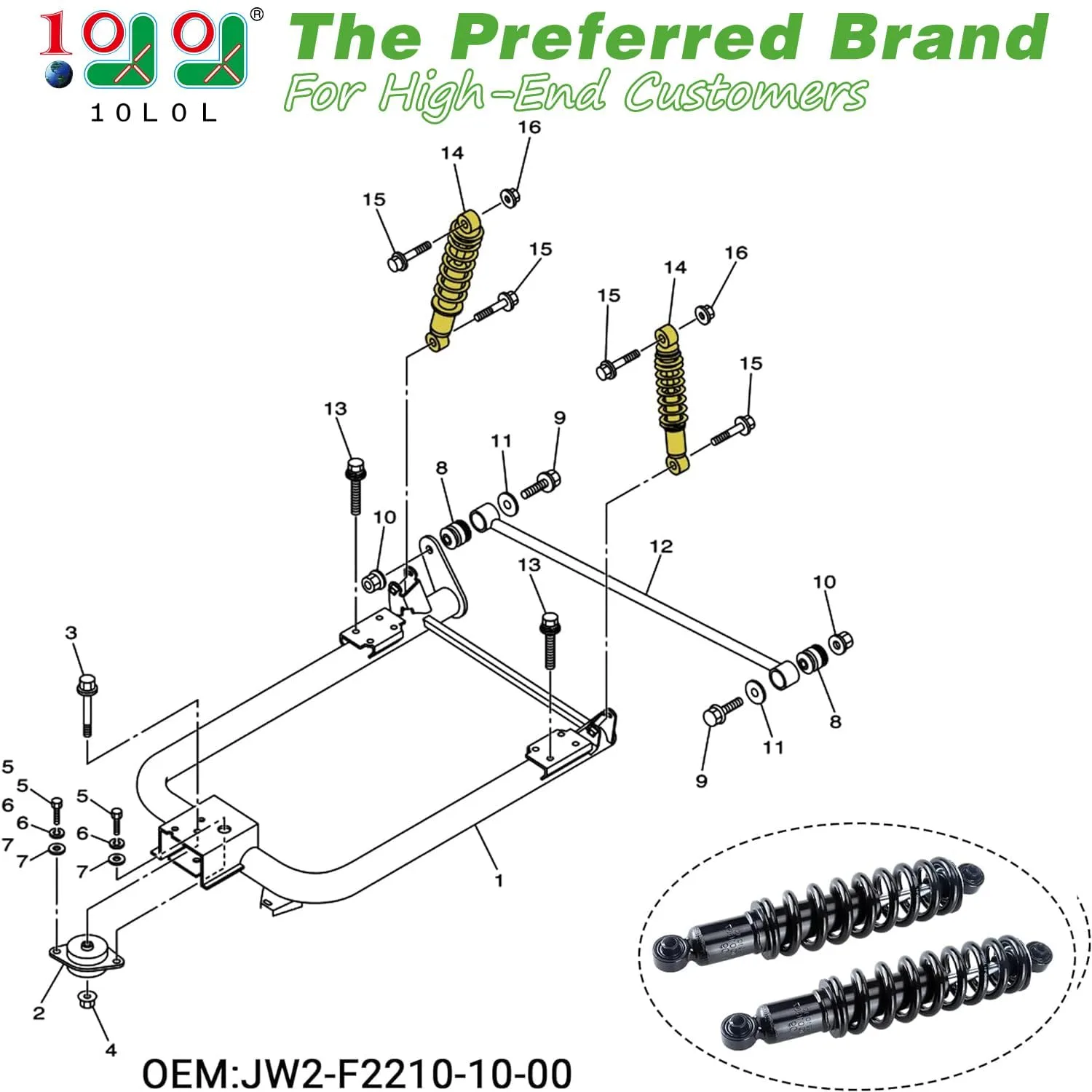 10L0L Rear Shock Absorber Kit JW2-F2210-10-00 for Yamaha G29 Drive image 2