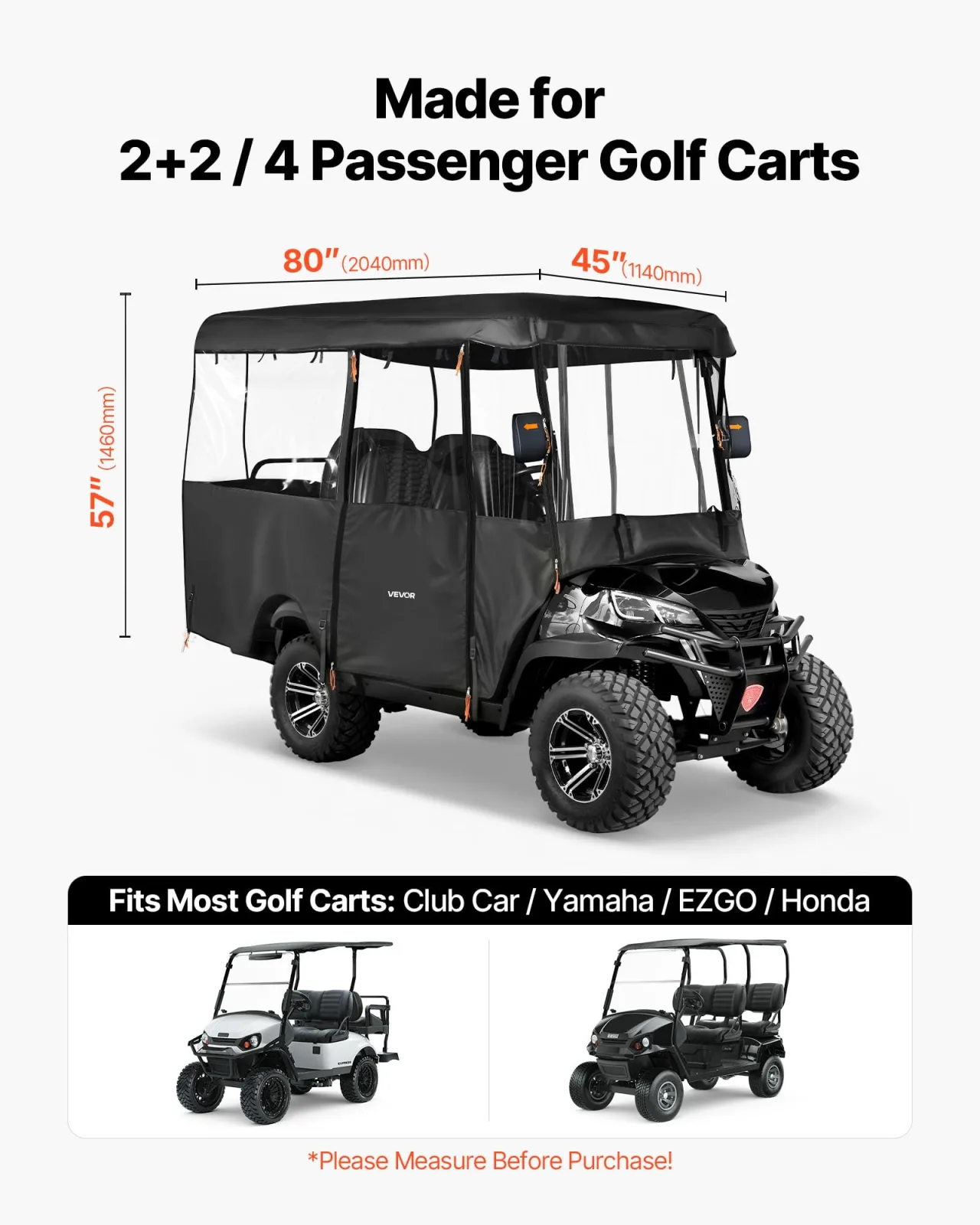 VEVOR Golf Cart Cover for 2+2 and 4-Seat Carts image 2
