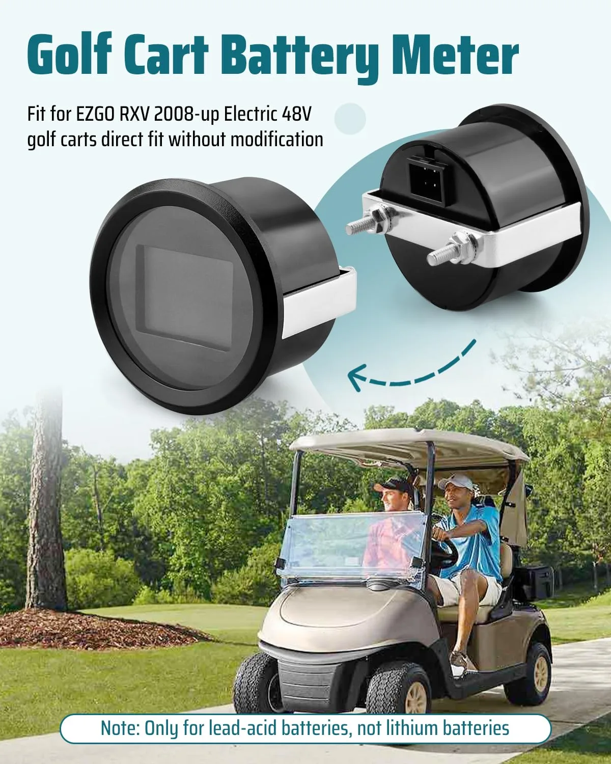 Daxabfuz 48V Battery Meter for E-Z-GO RXV Golf Carts image 2