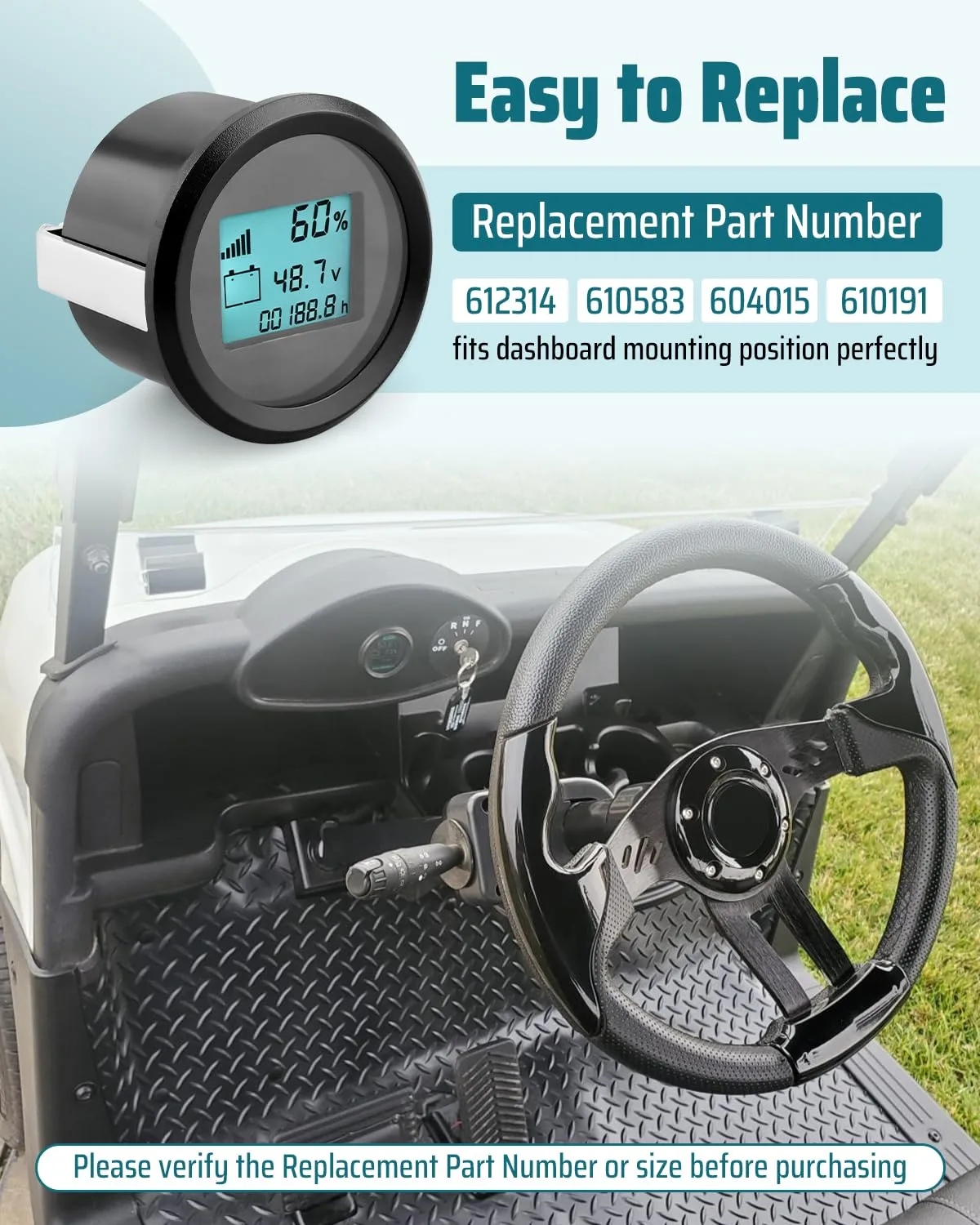 Daxabfuz 48V Battery Meter for E-Z-GO RXV Golf Carts image 4