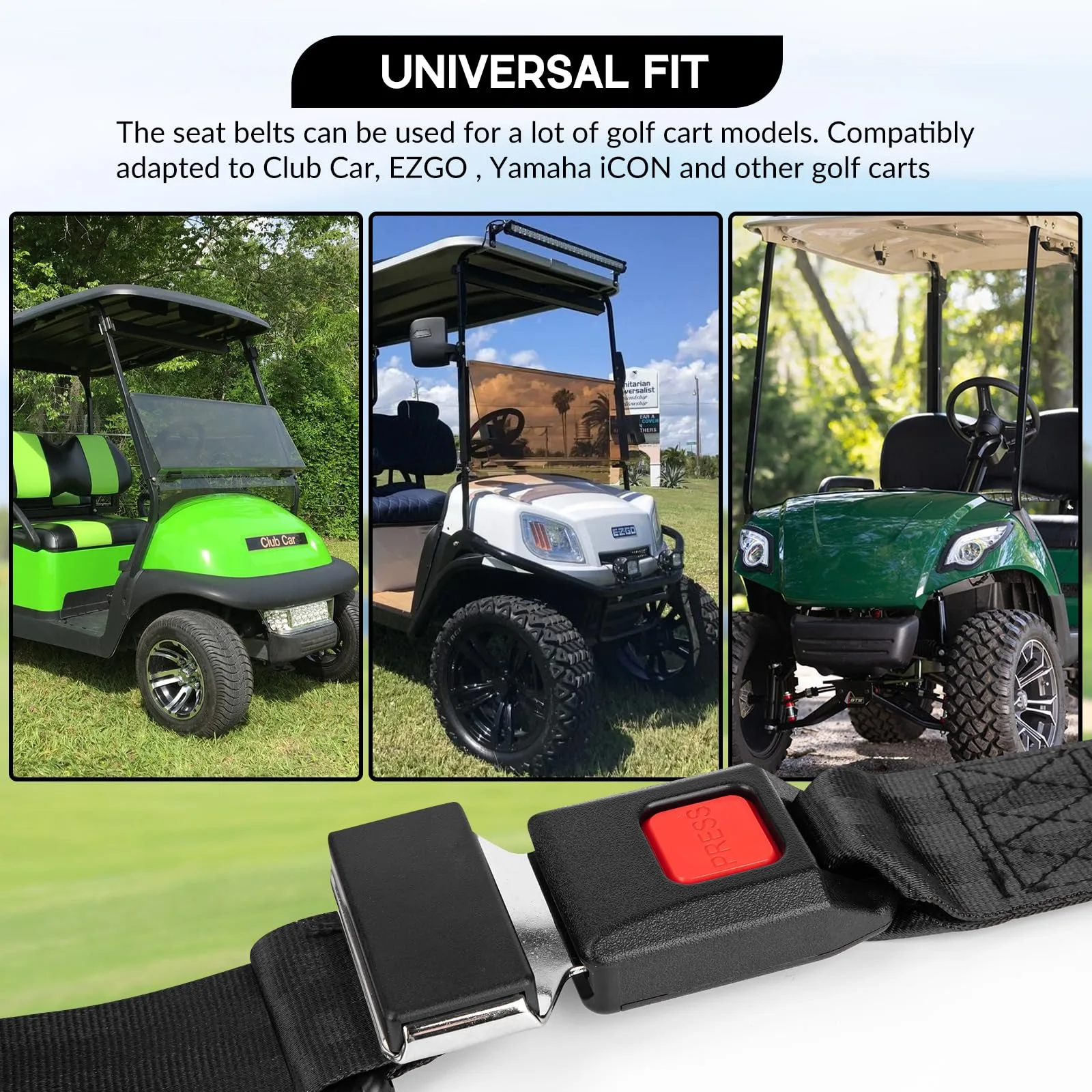 HOOKED ON GOLF Universal Golf Cart Seat Belt Kit image 3