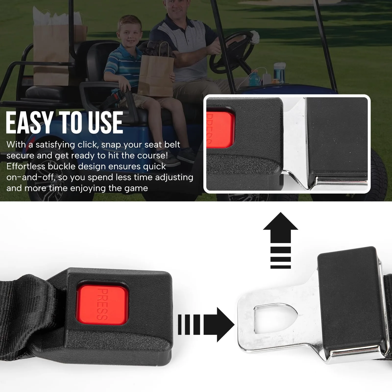 HOOKED ON GOLF Universal Golf Cart Seat Belt Kit image 4