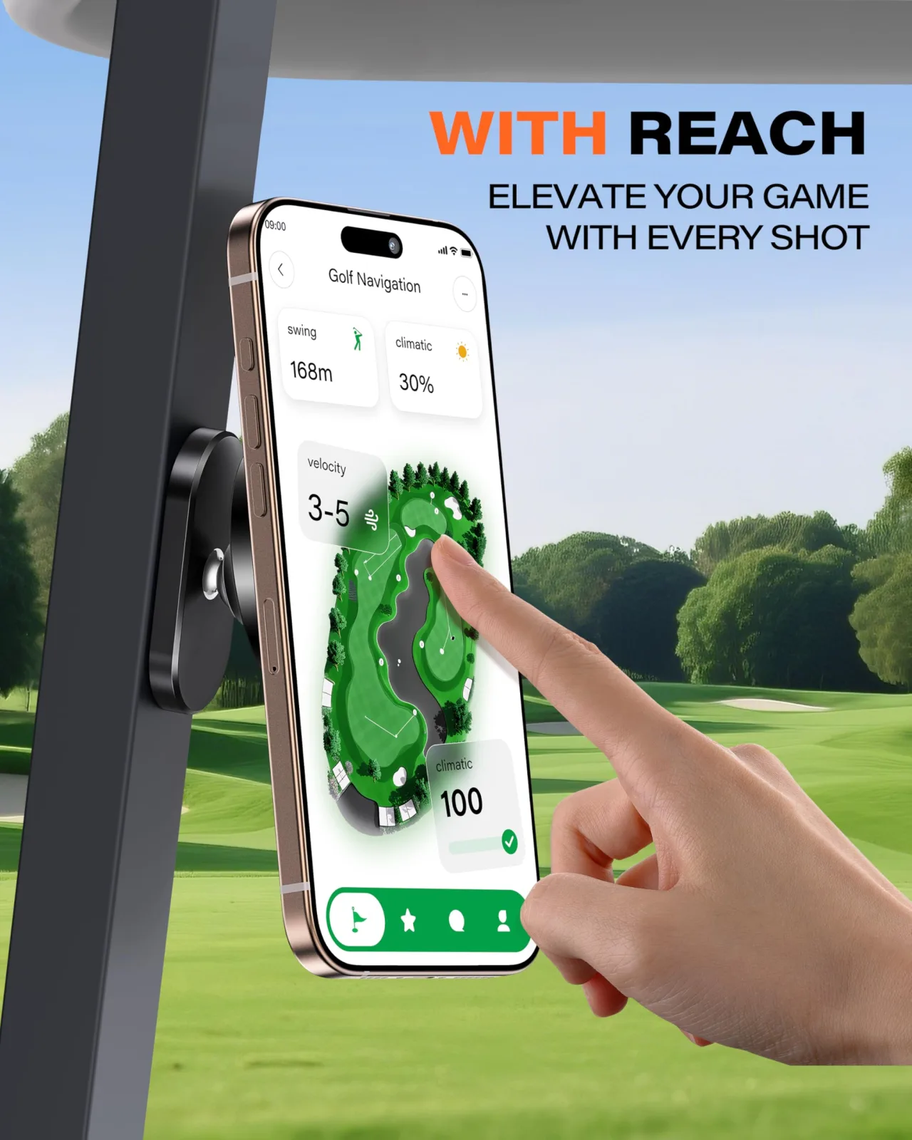 A2C M40S+-BLACK Magnetic Golf Cart Phone Holder image 2