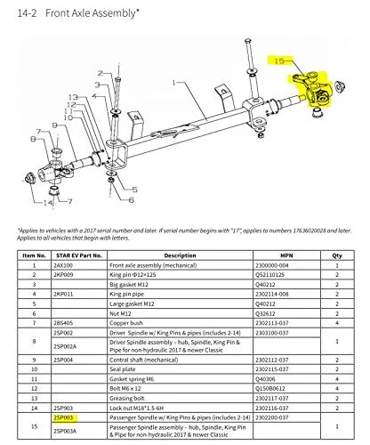 3G Passenger-Side Spindle for STAR Classic Golf Carts image 2