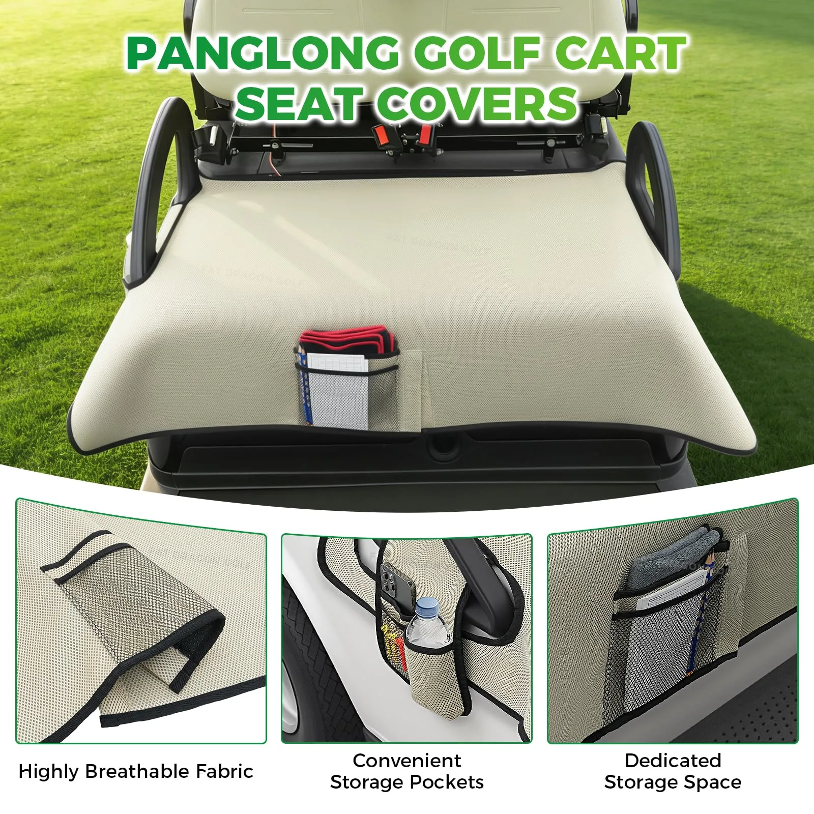 Panglong Golf Cart Seat Cover Blanket FDG-204 Beige image 4