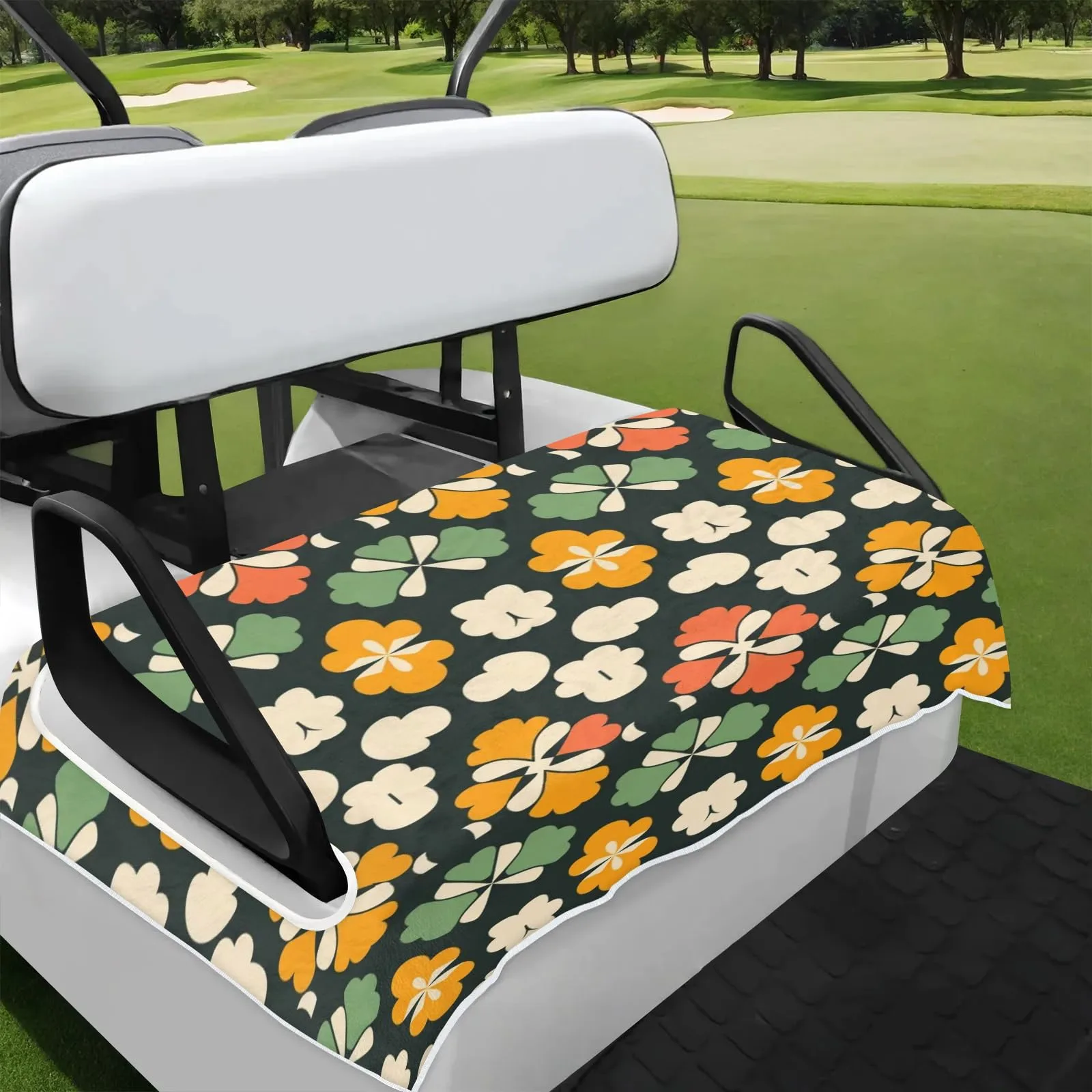 Tiveruda Boho Green Clover Golf Cart Seat Cover