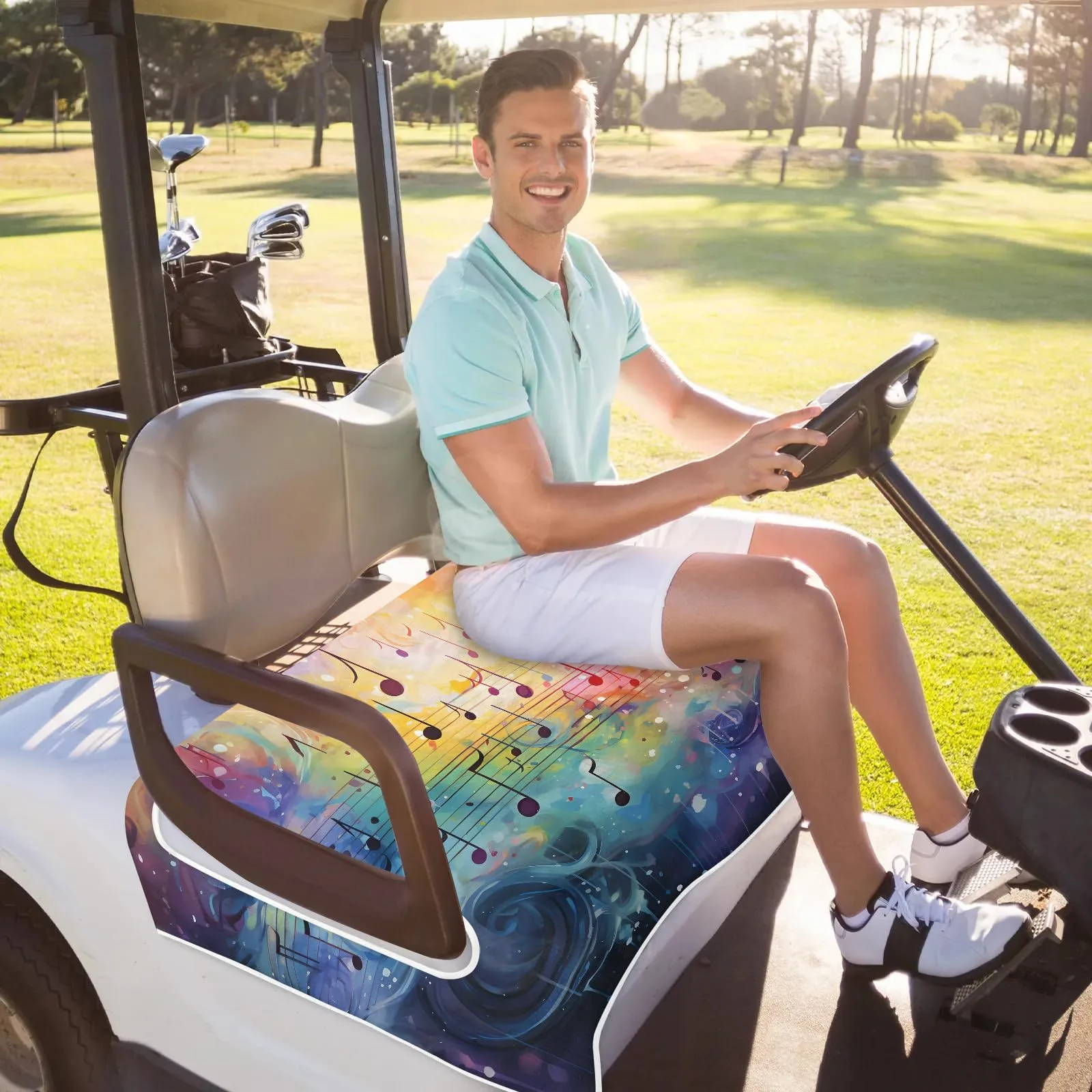 Tiveruda Colorful Music Notes Golf Cart Seat Cover image 4
